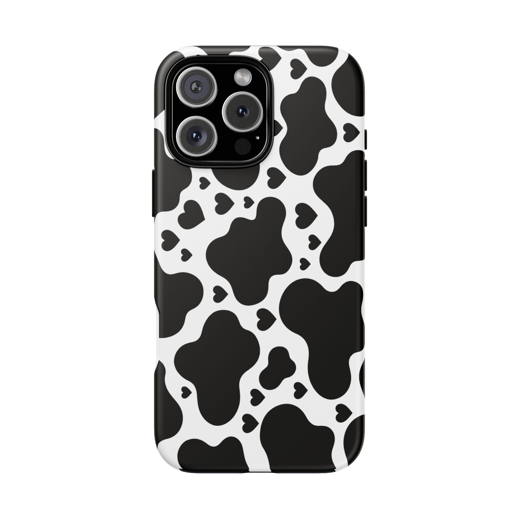 Cow Print Tough Phone Case – Black & White Protective iPhone Cover