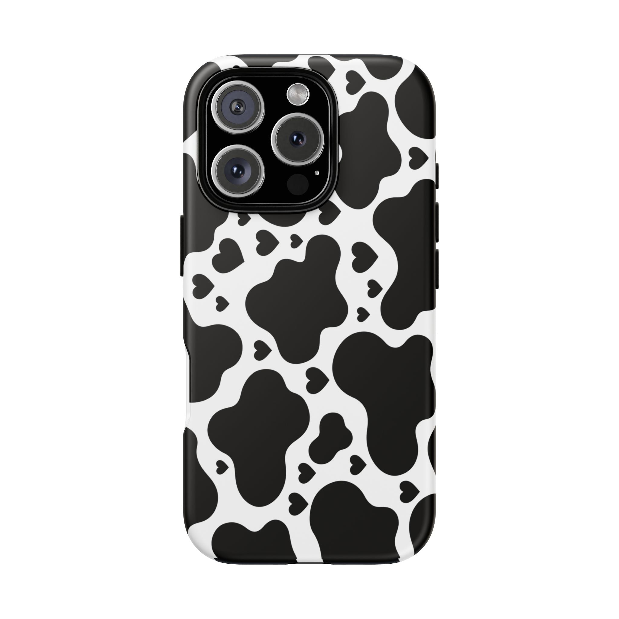 Cow Print Tough Phone Case – Black & White Protective iPhone Cover