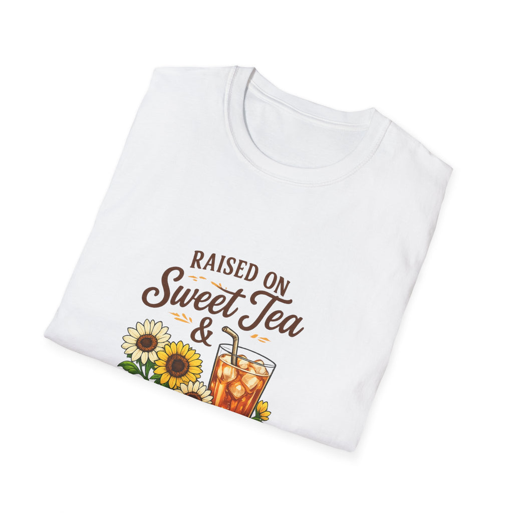 Raised on Sweet Tea & Sunshine T-Shirt — Sunflower Iced Tea Southern Summer Tee