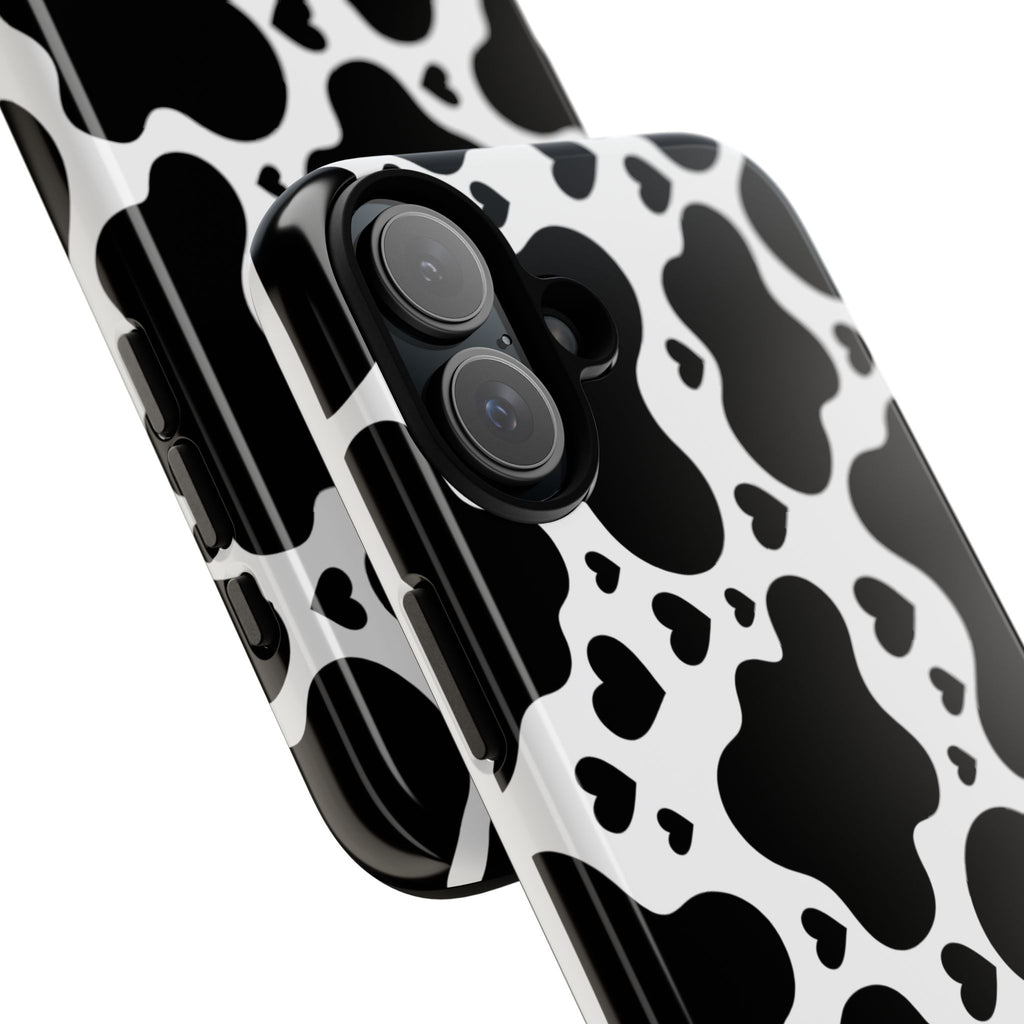 Cow Print Tough Phone Case – Black & White Protective iPhone Cover