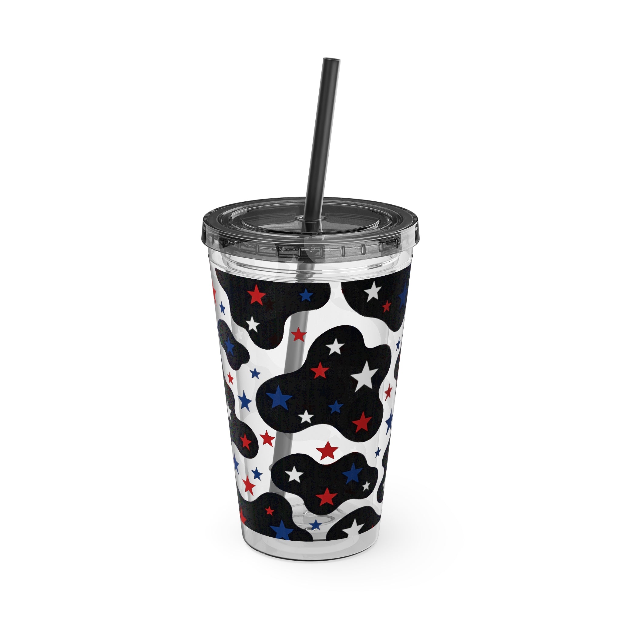 16oz Patriotic Star Cowhide Tumbler with Straw