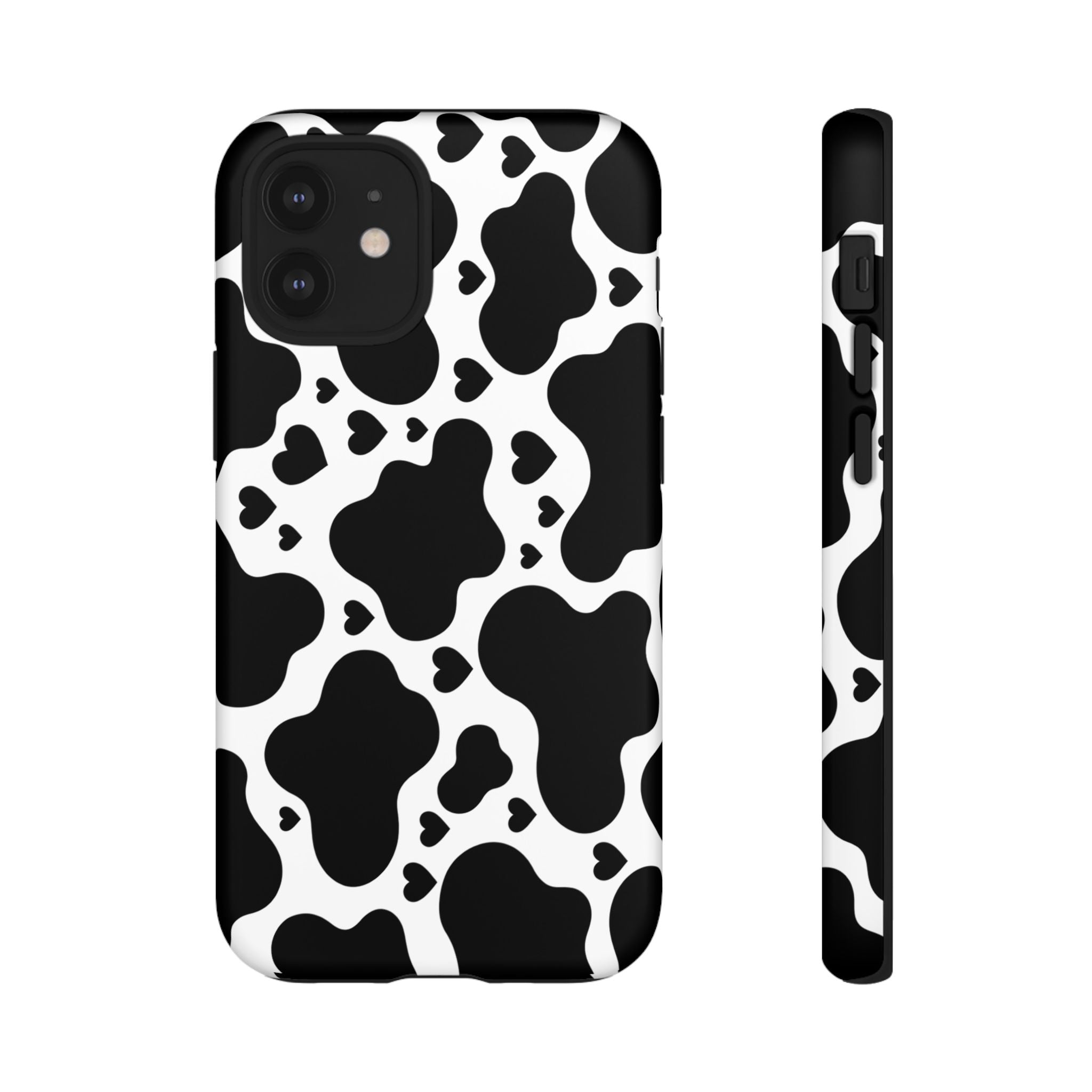 Cow Print Tough Phone Case – Black & White Protective iPhone Cover