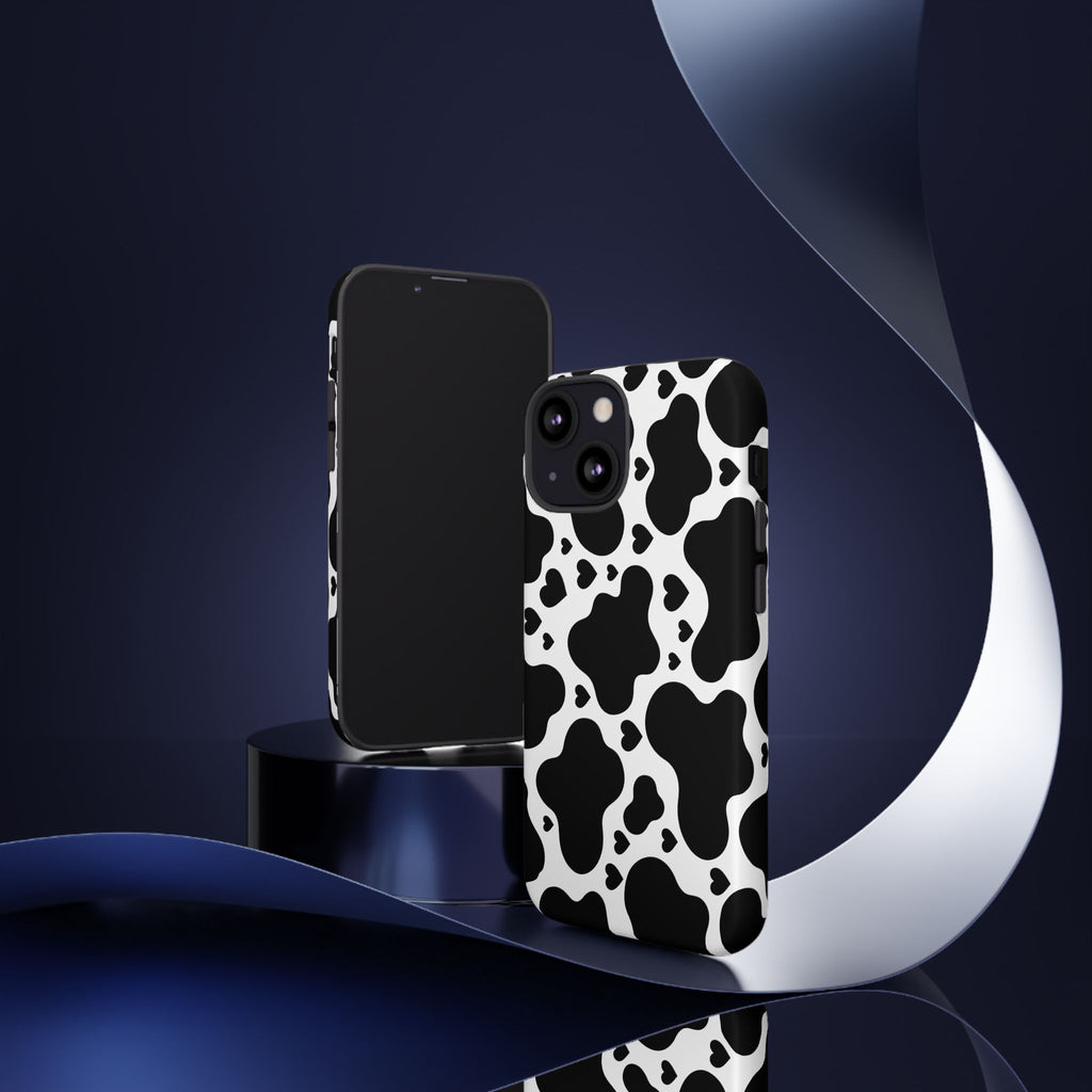 Cow Print Tough Phone Case – Black & White Protective iPhone Cover