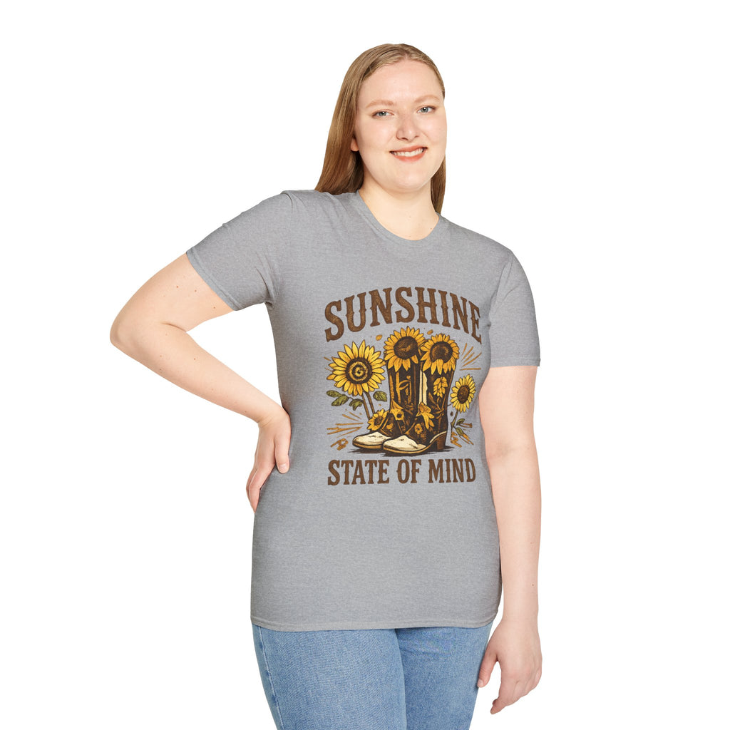 Sunshine State of Mind T-Shirt — Sunflower Cowboy Boots Graphic Tee