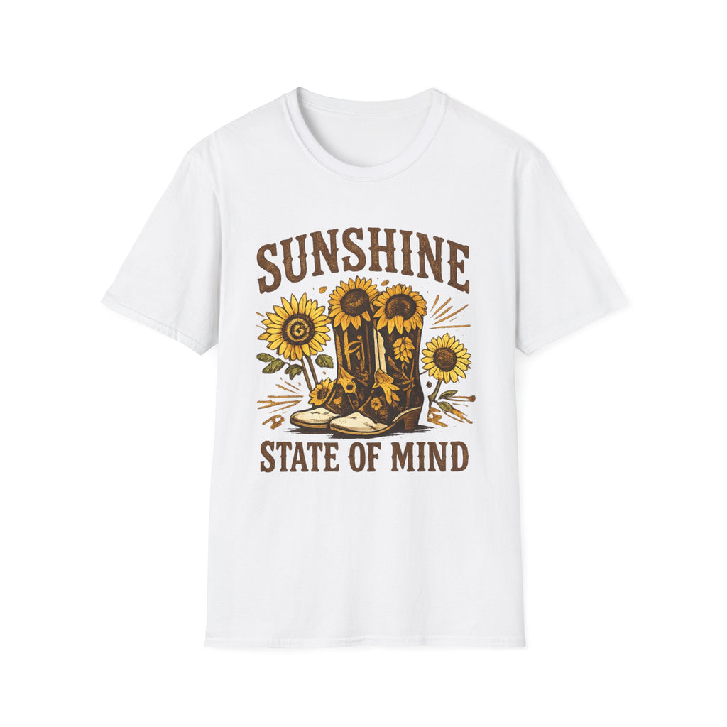 Sunshine State of Mind T-Shirt — Sunflower Cowboy Boots Graphic Tee