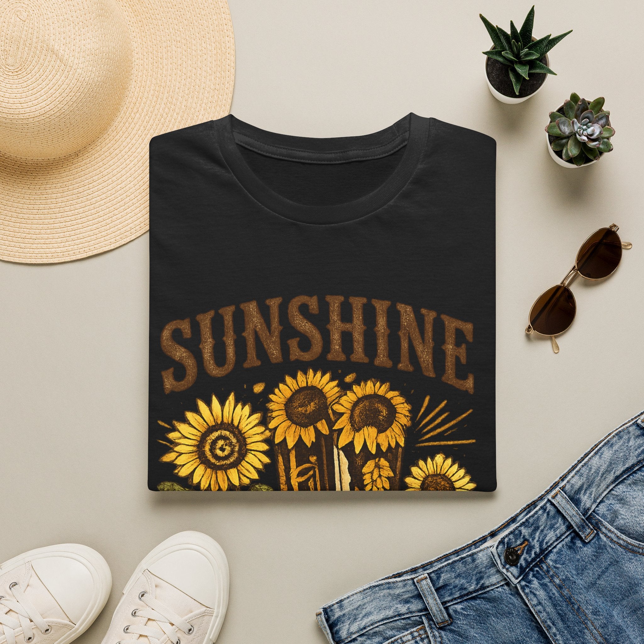 Sunshine State of Mind T-Shirt — Sunflower Cowboy Boots Graphic Tee