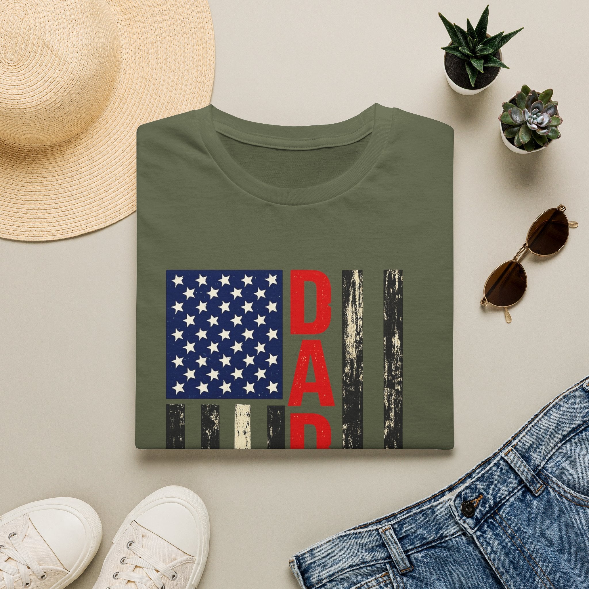 Dad American Flag T-Shirt — Patriotic Vintage Dad Tee for Father’s Day