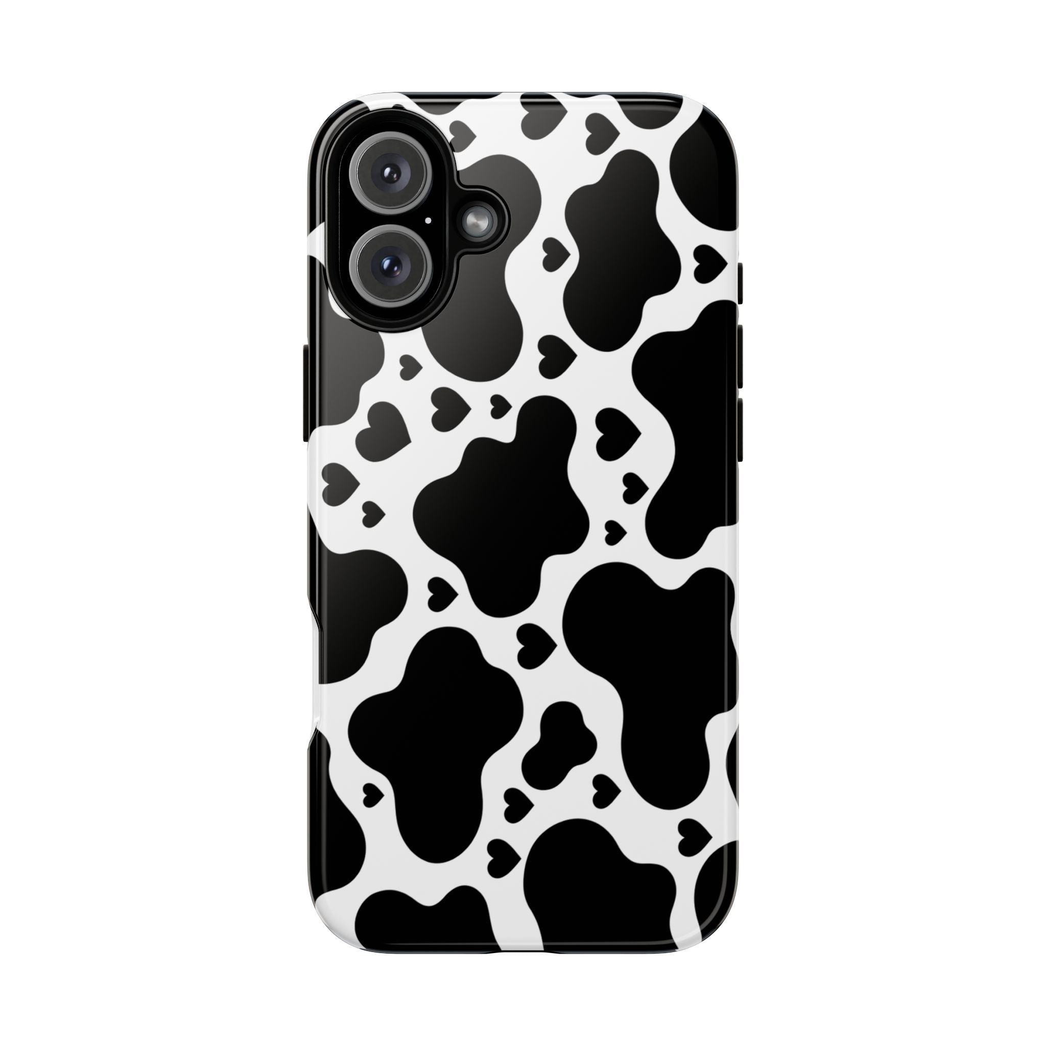 Cow Print Tough Phone Case – Black & White Protective iPhone Cover