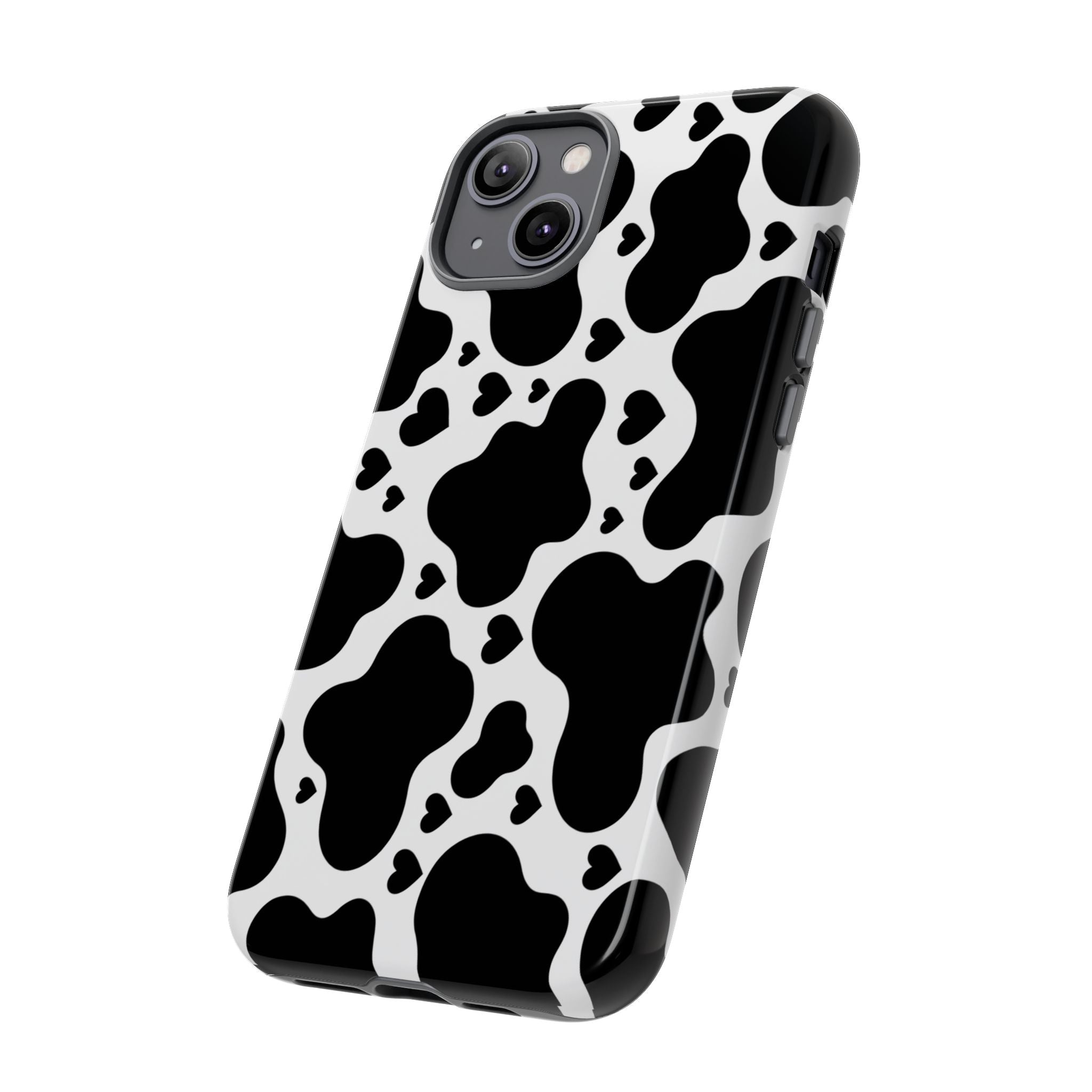 Cow Print Tough Phone Case – Black & White Protective iPhone Cover