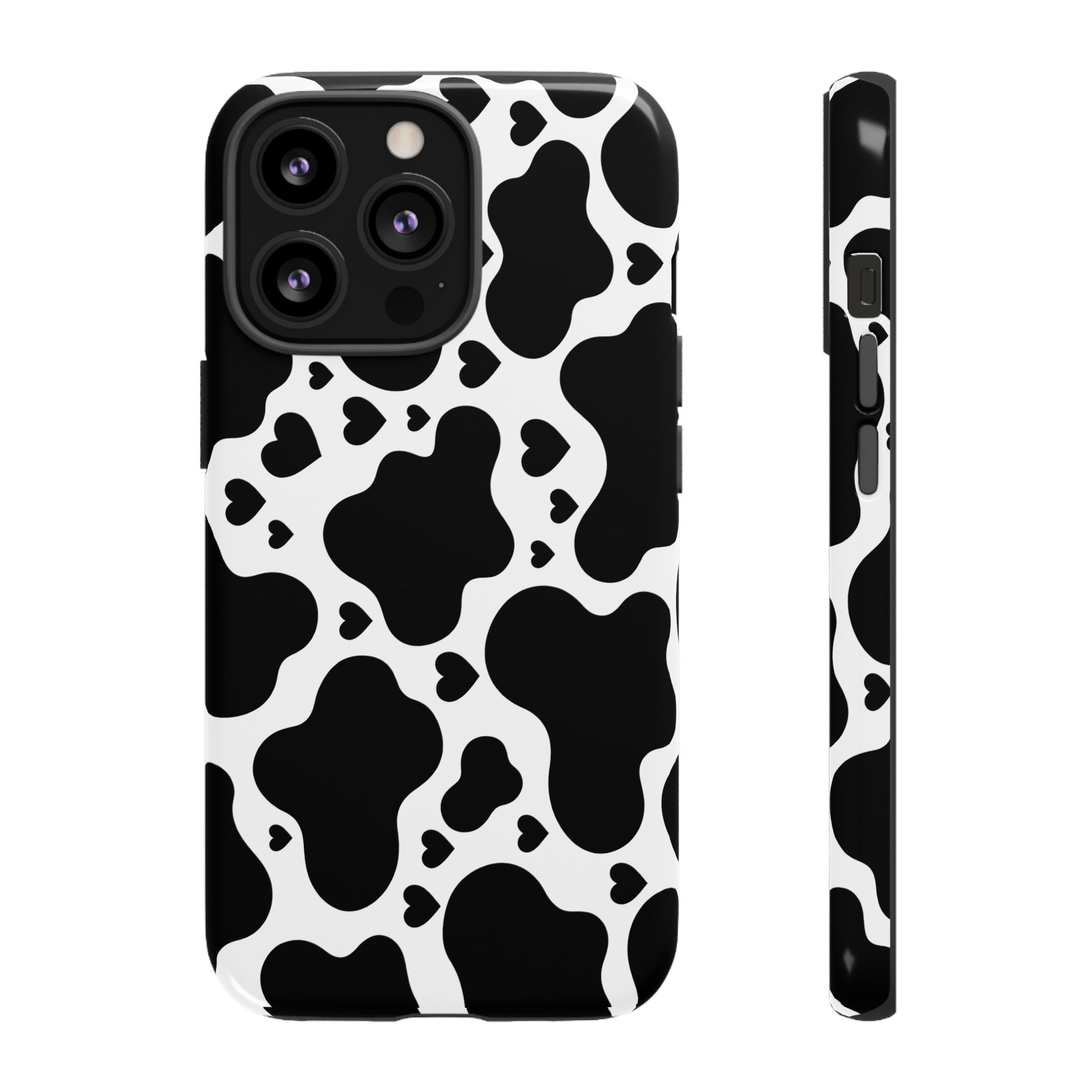 Cow Print Tough Phone Case – Black & White Protective iPhone Cover