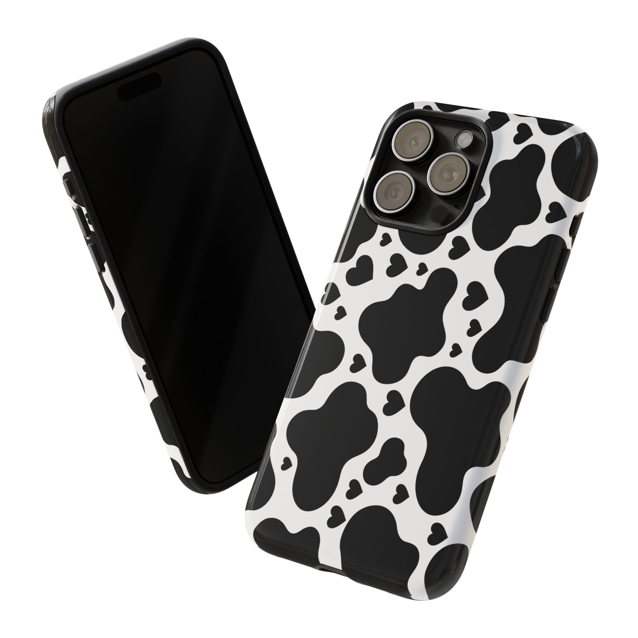 Cow Print Tough Phone Case – Black & White Protective iPhone Cover