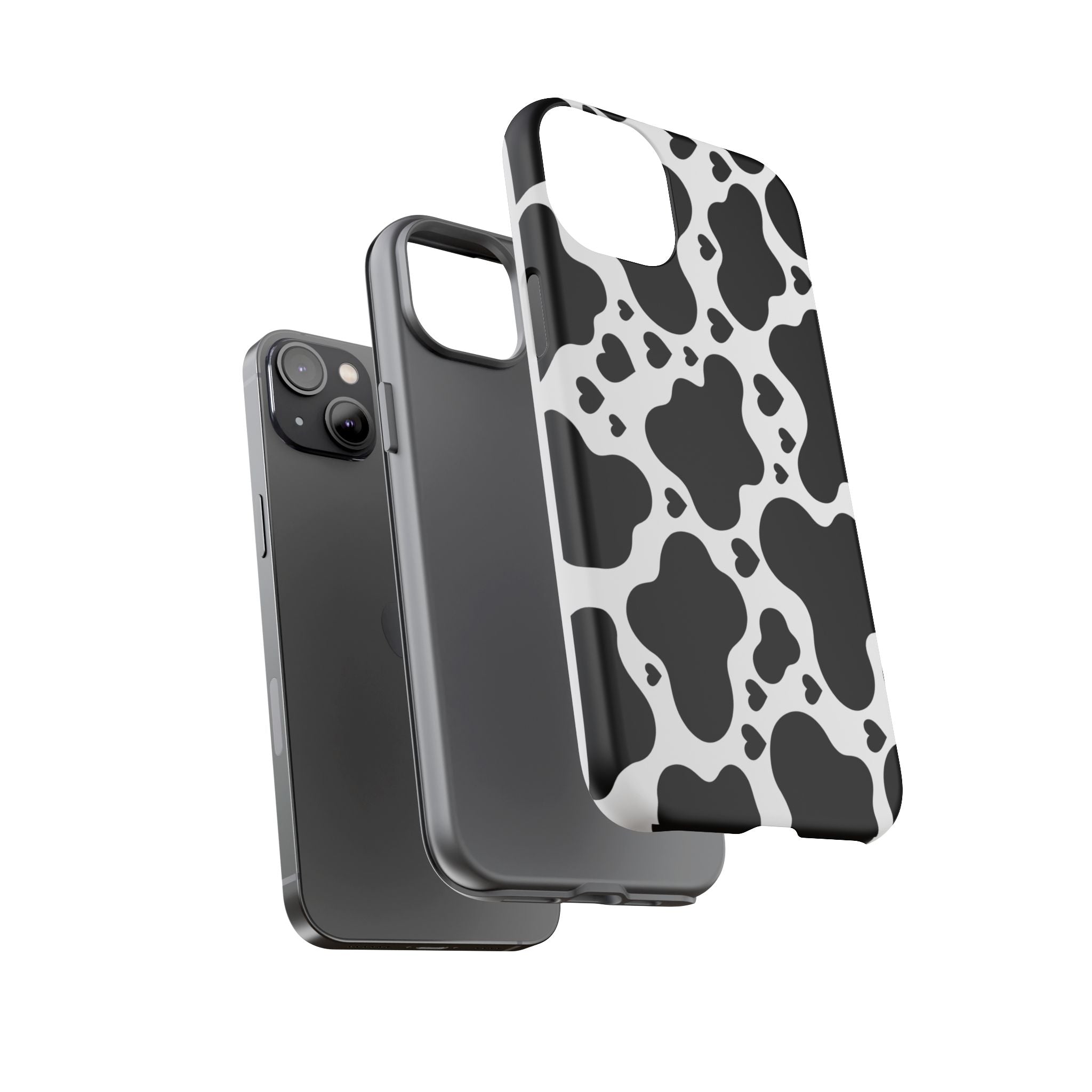 Cow Print Tough Phone Case – Black & White Protective iPhone Cover