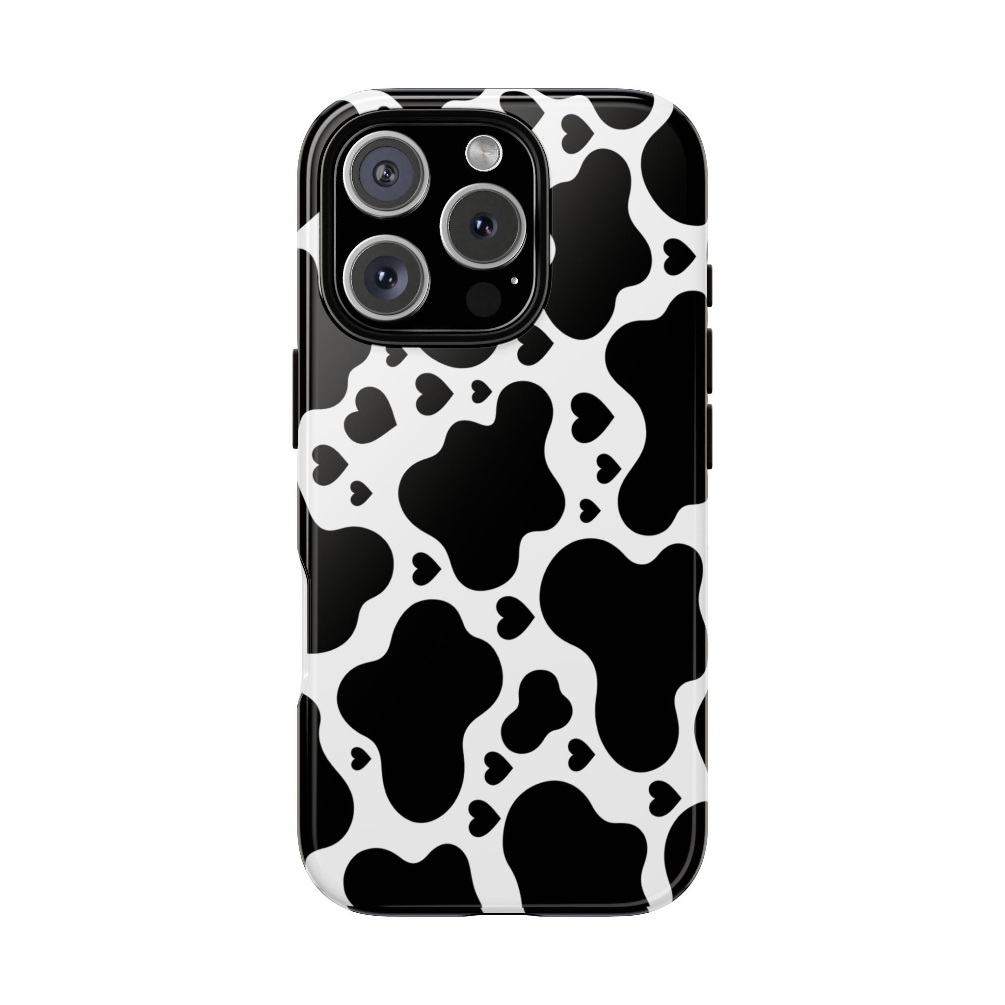 Cow Print Tough Phone Case – Black & White Protective iPhone Cover