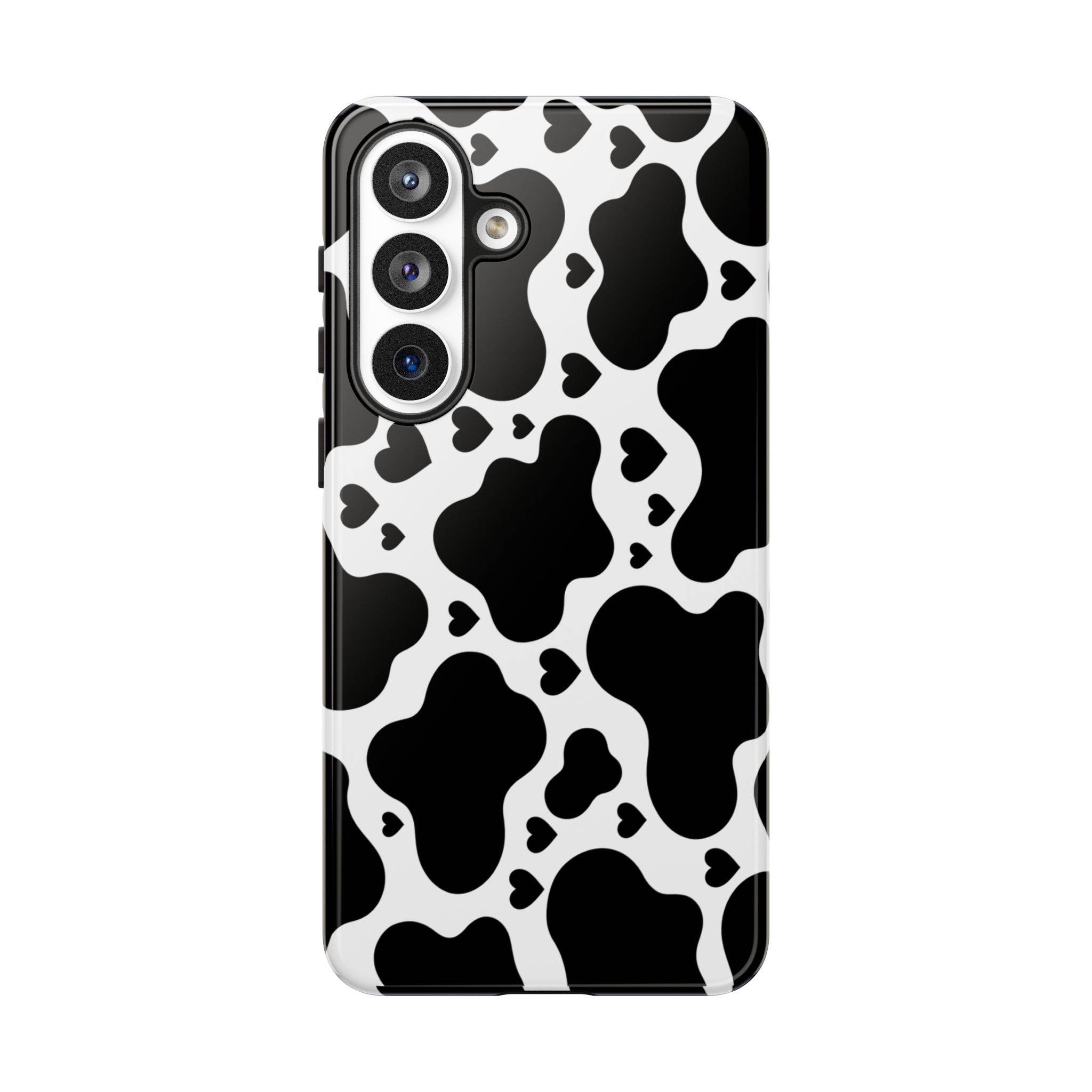 Cow Print Tough Phone Case – Black & White Protective iPhone Cover