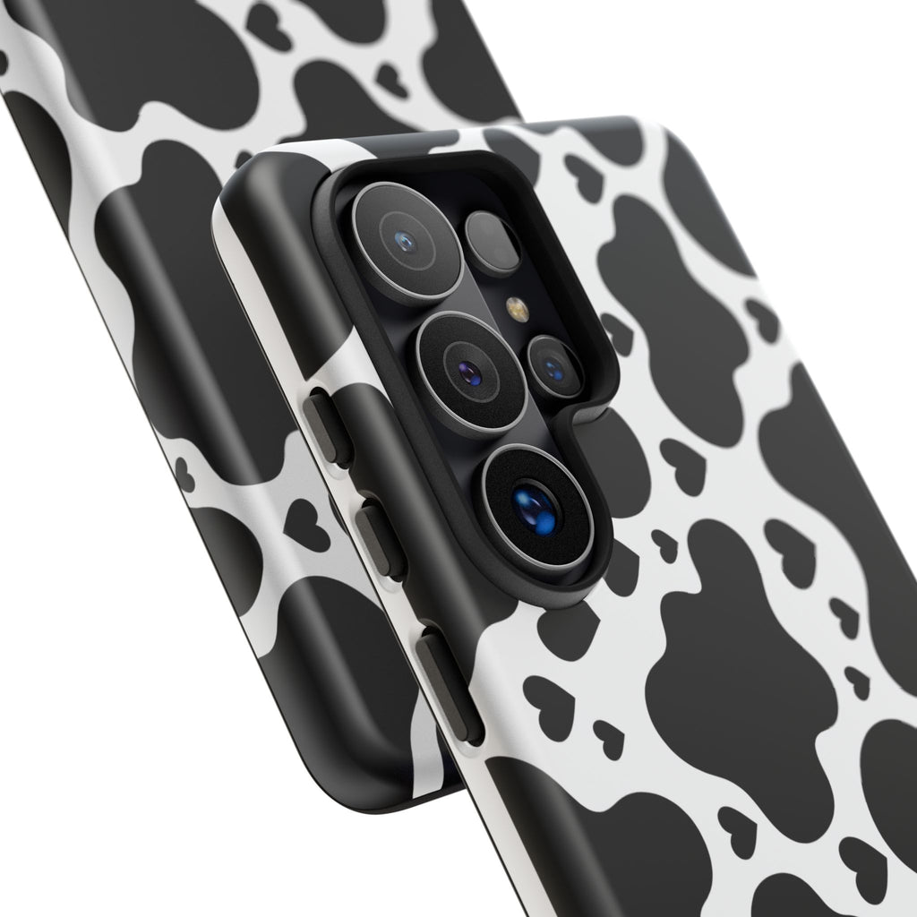 Cow Print Tough Phone Case – Black & White Protective iPhone Cover