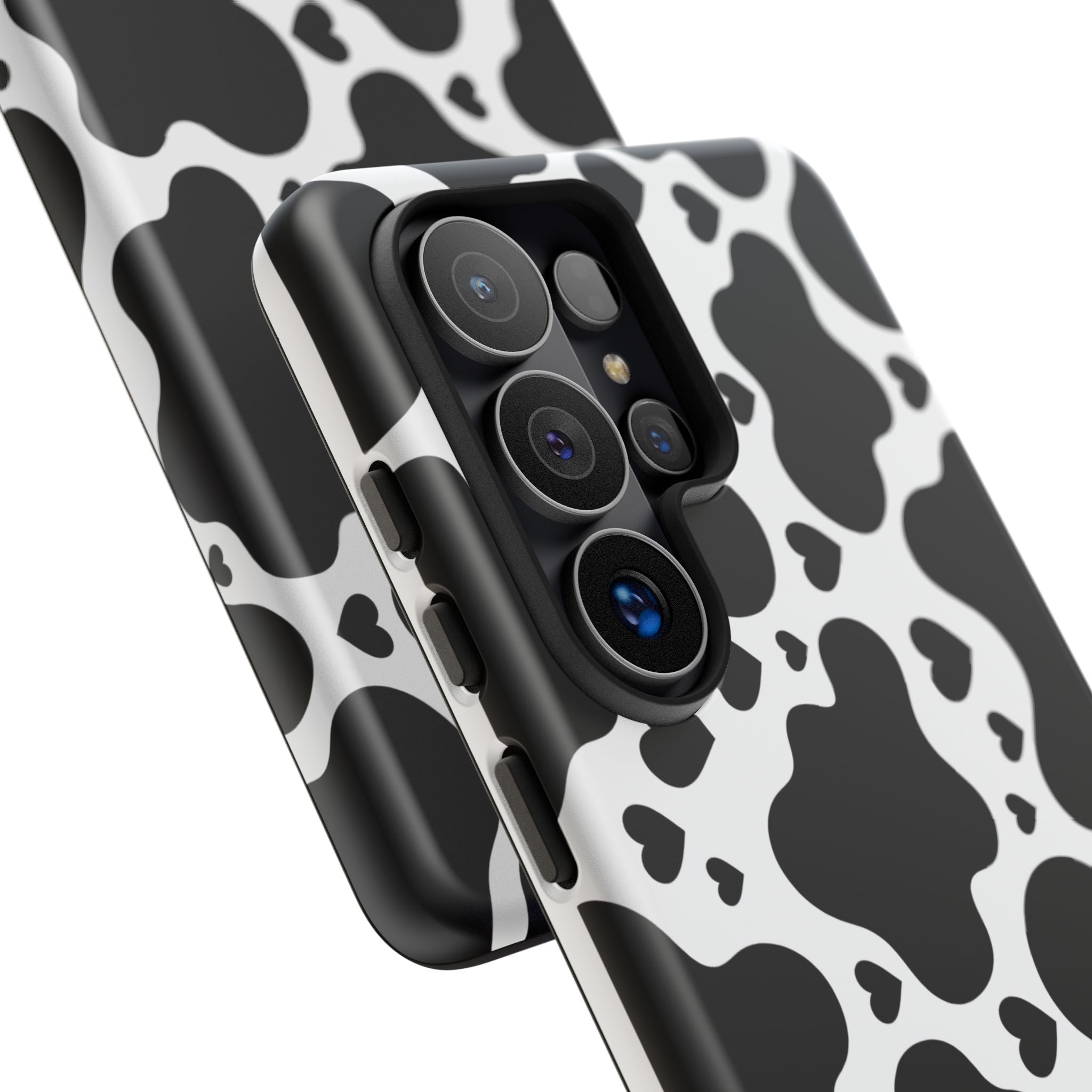 Cow Print Tough Phone Case – Black & White Protective iPhone Cover