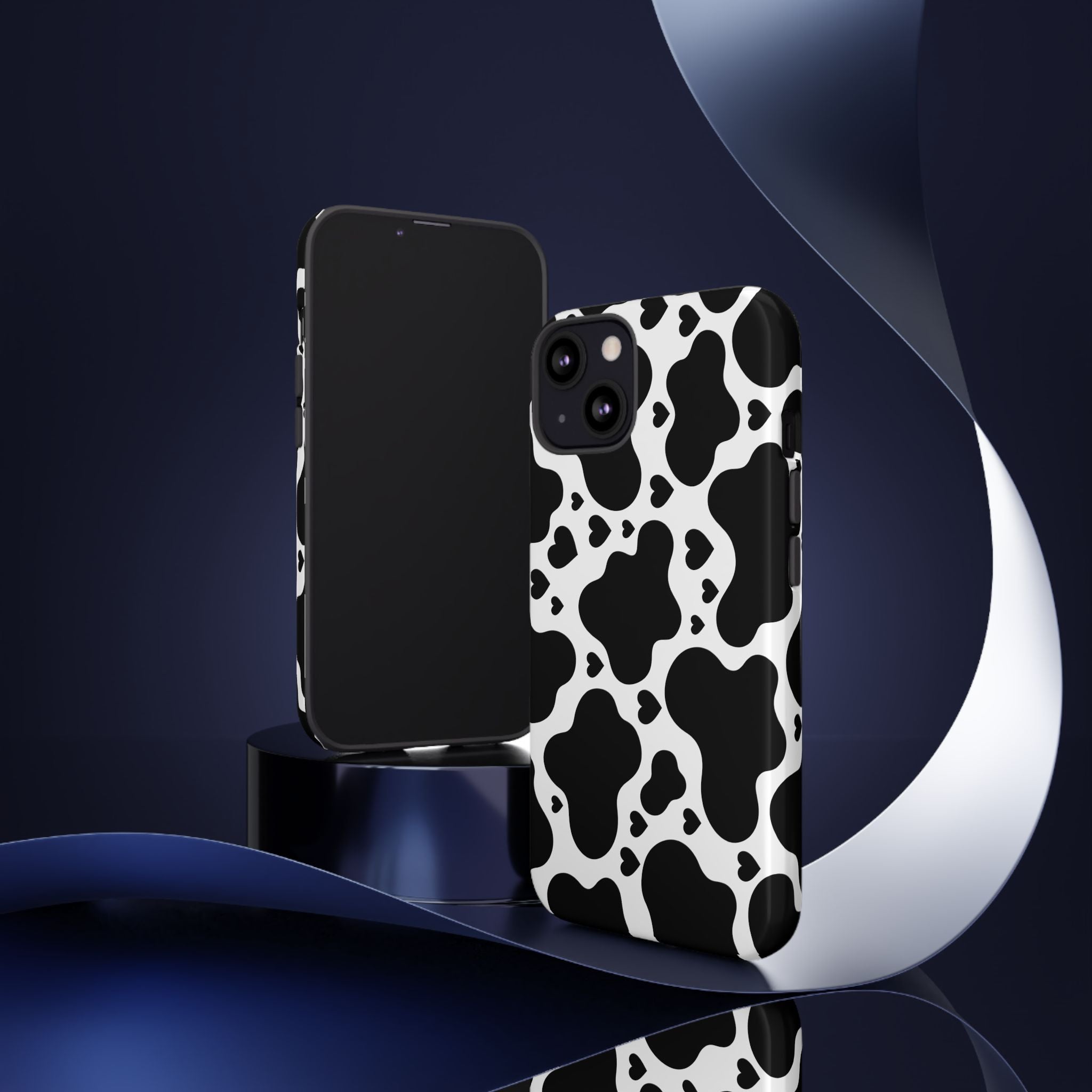 Cow Print Tough Phone Case – Black & White Protective iPhone Cover