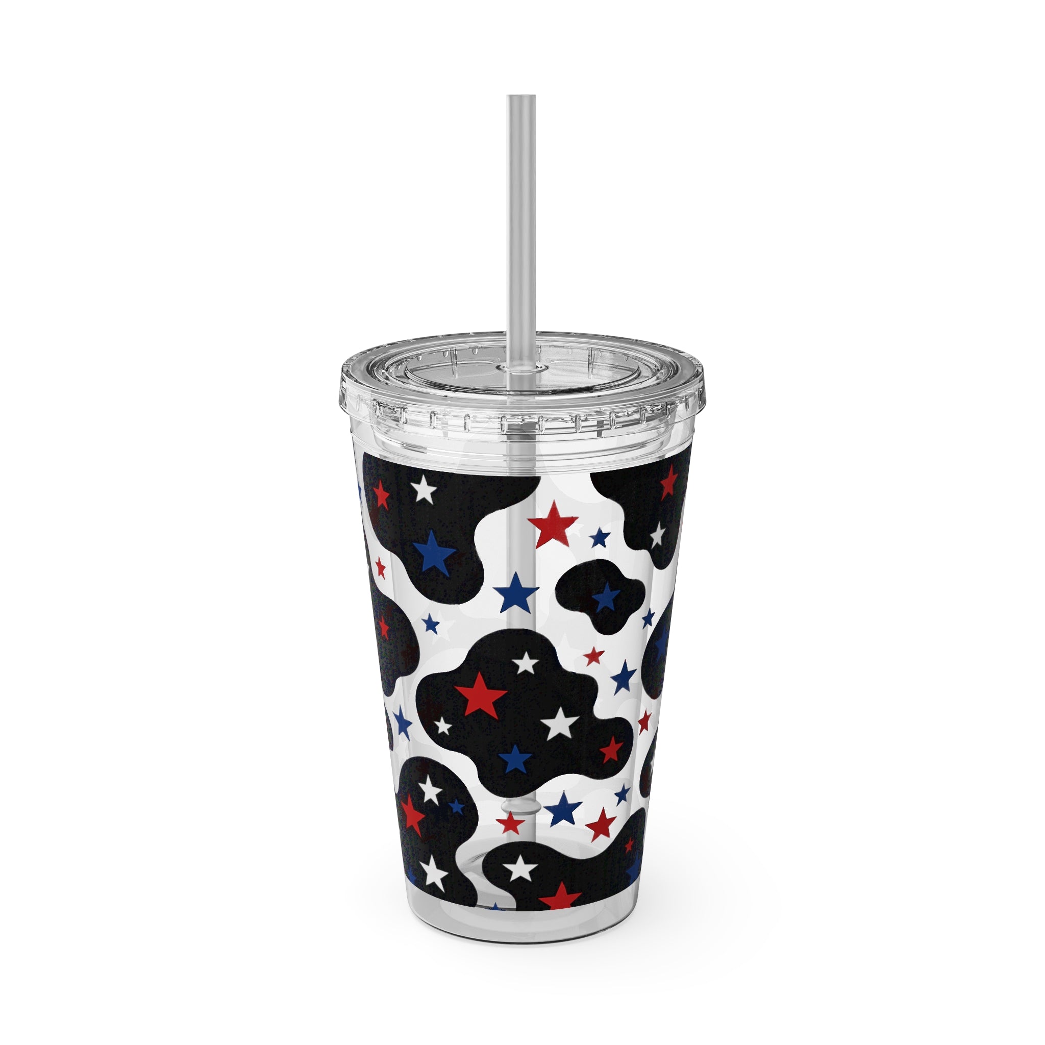 16oz Patriotic Star Cowhide Tumbler with Straw