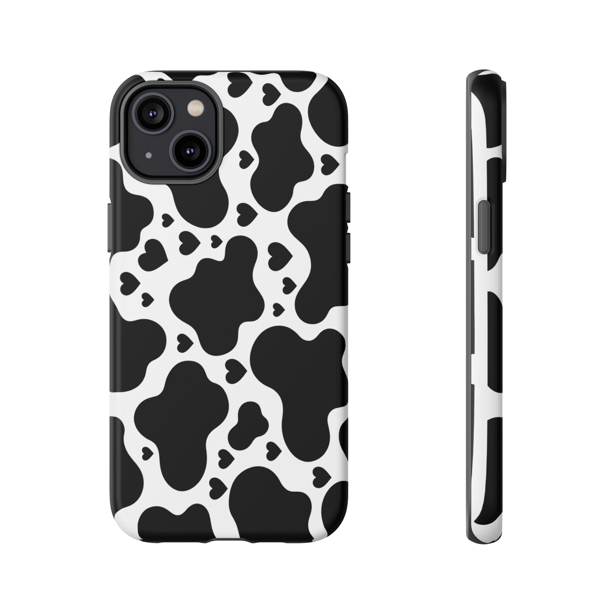 Cow Print Tough Phone Case – Black & White Protective iPhone Cover