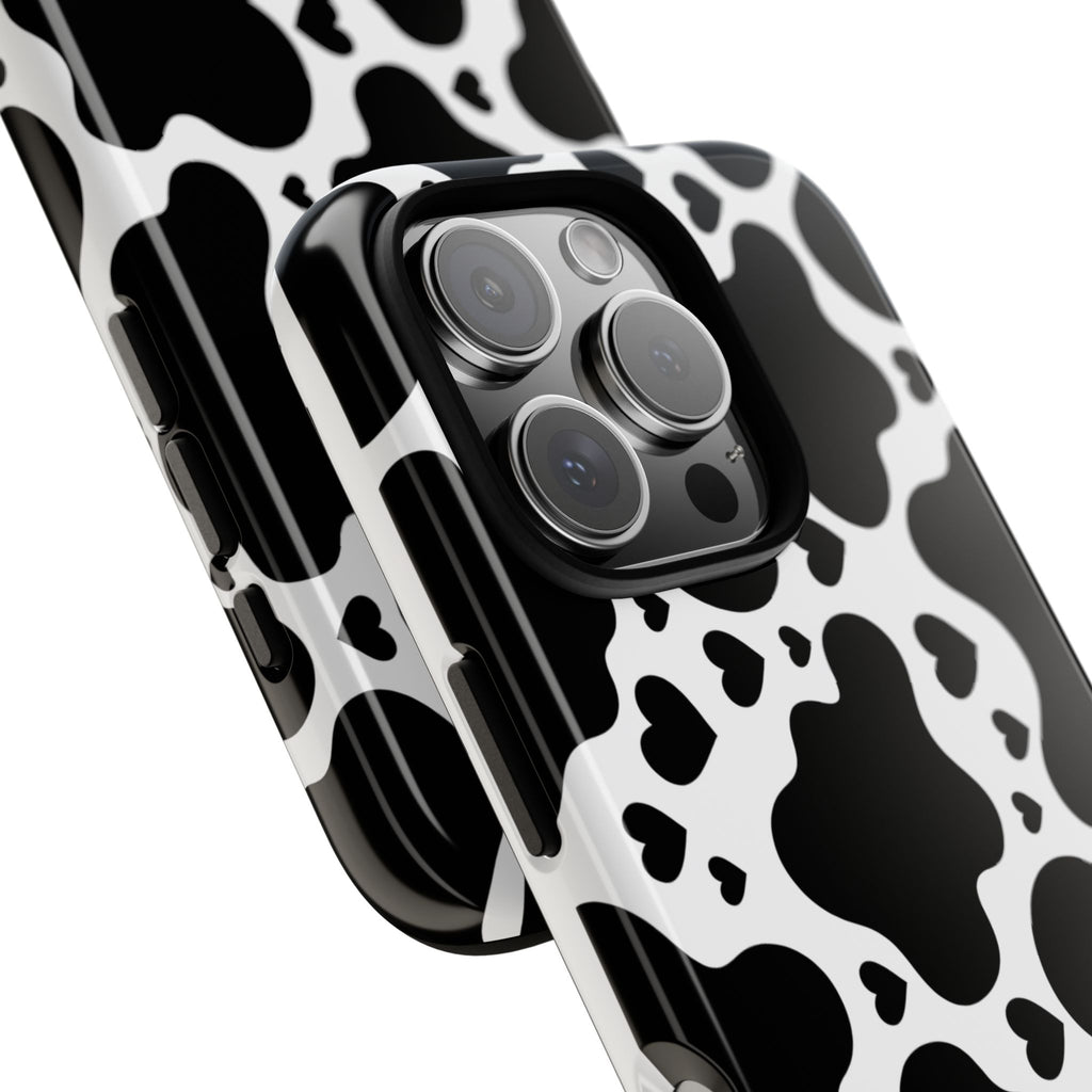 Cow Print Tough Phone Case – Black & White Protective iPhone Cover