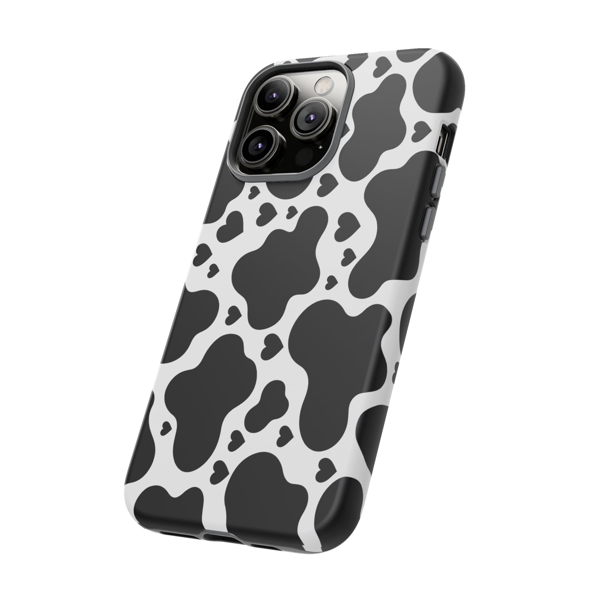 Cow Print Tough Phone Case – Black & White Protective iPhone Cover