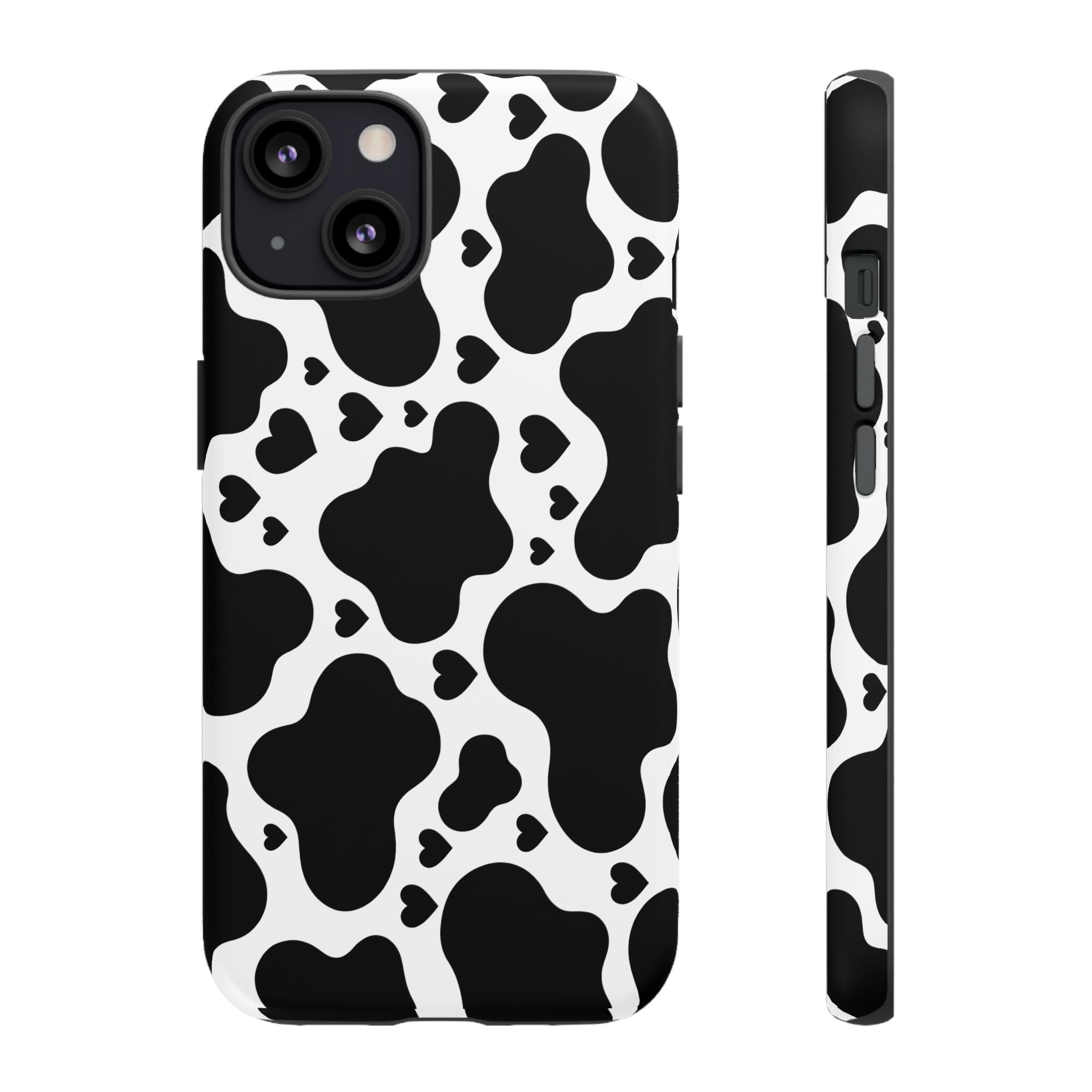 Cow Print Tough Phone Case – Black & White Protective iPhone Cover