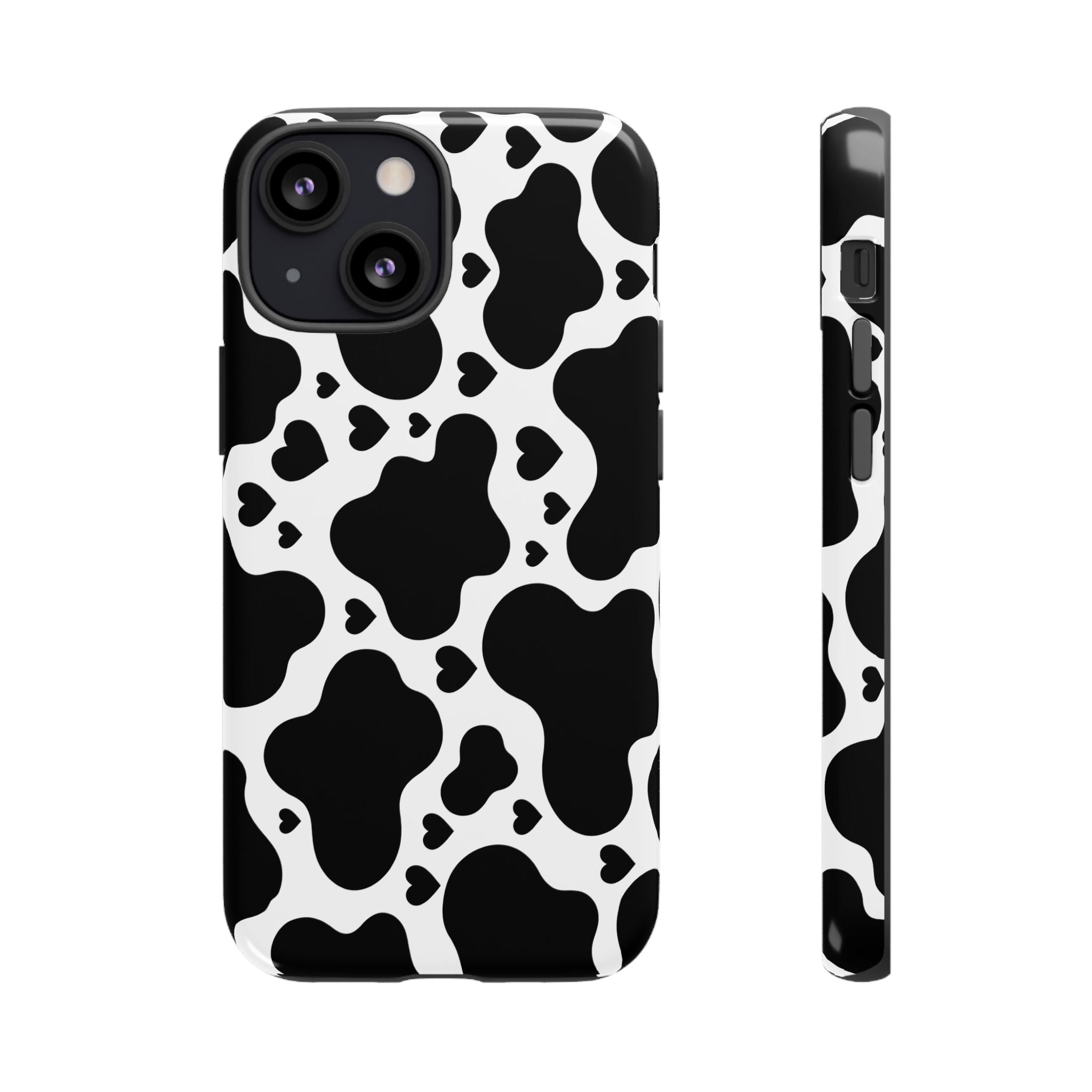 Cow Print Tough Phone Case – Black & White Protective iPhone Cover