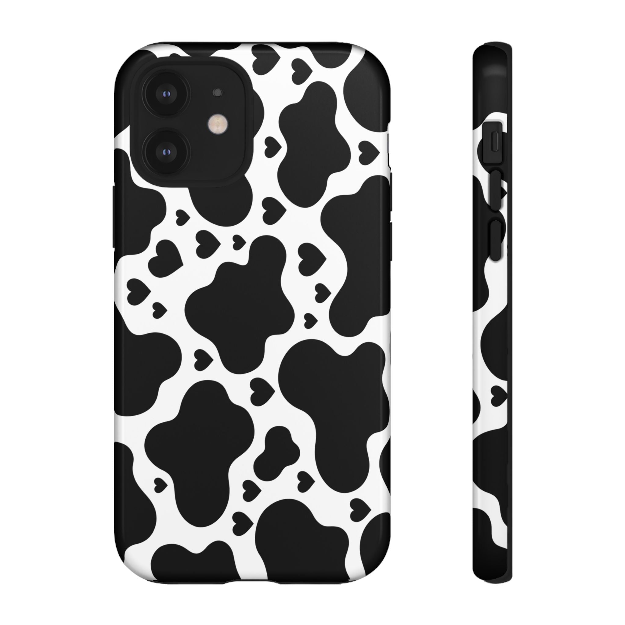 Cow Print Tough Phone Case – Black & White Protective iPhone Cover