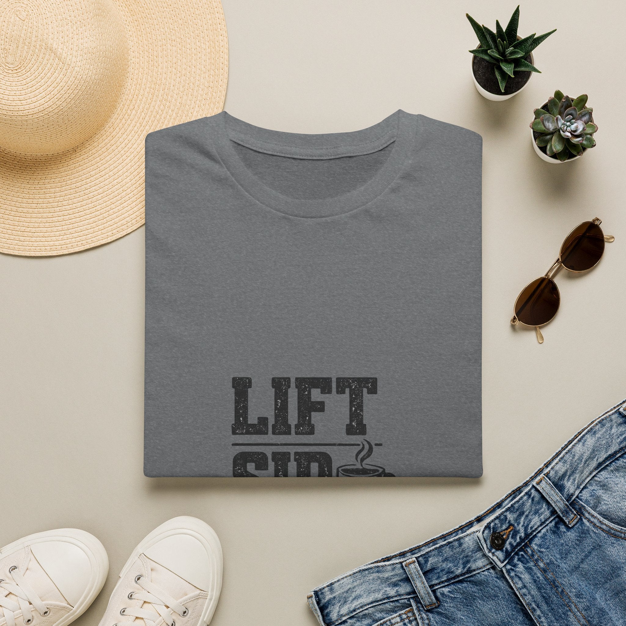 Lift Sip Shine T-Shirt — Morning Coffee & Workout Motivational Tee