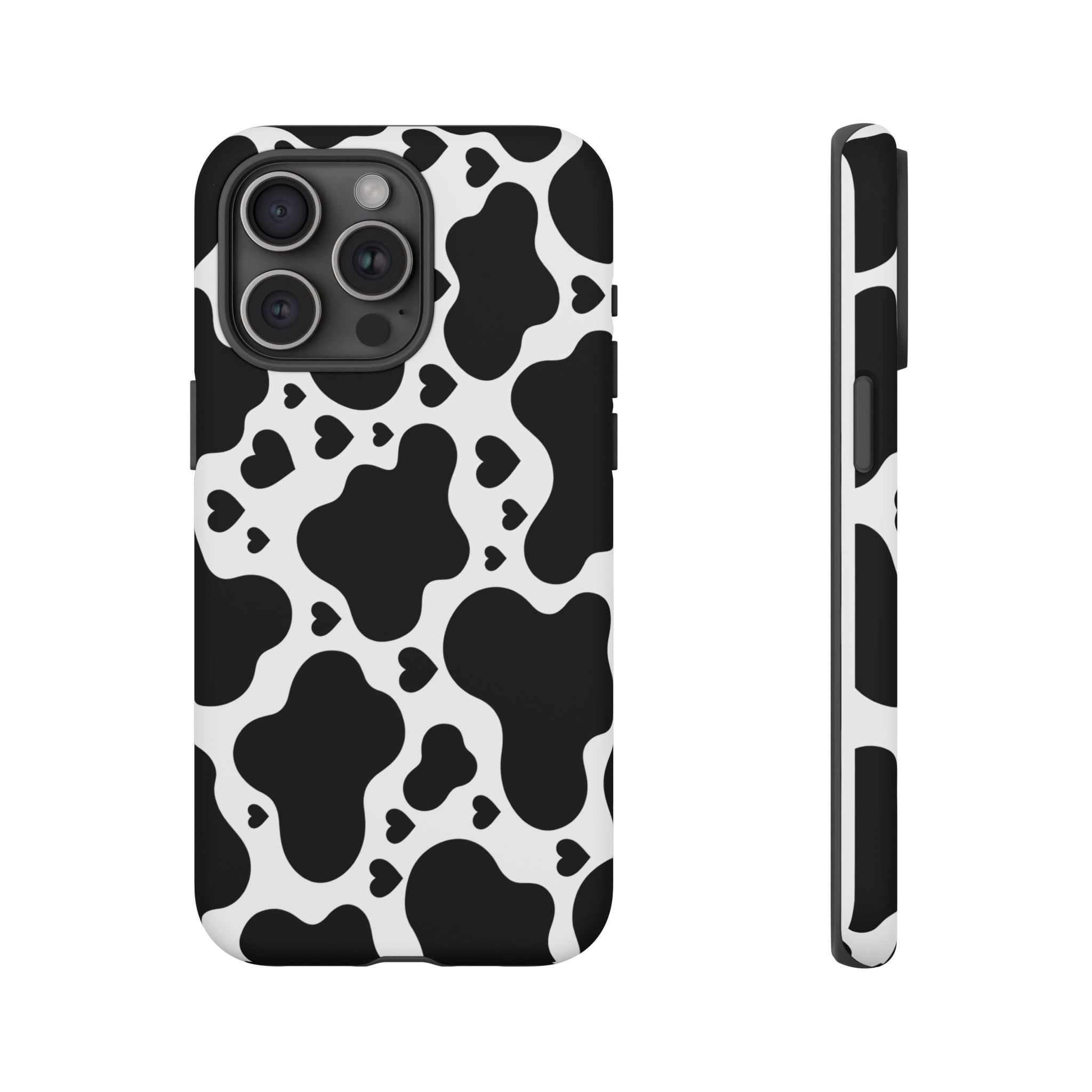 Cow Print Tough Phone Case – Black & White Protective iPhone Cover