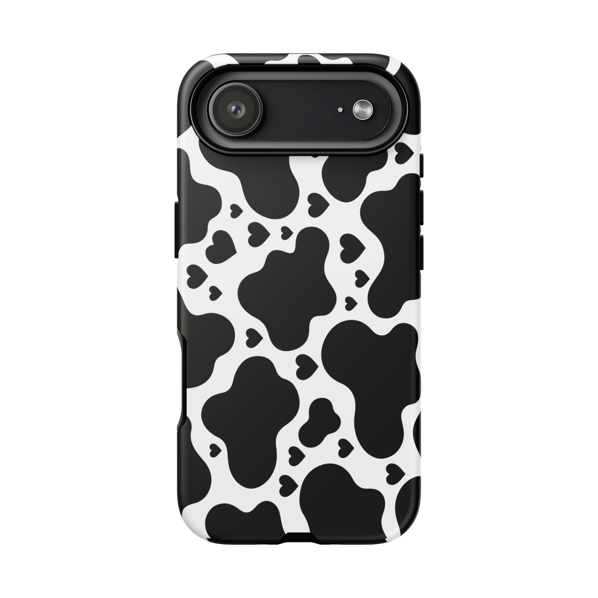 Cow Print Tough Phone Case – Black & White Protective iPhone Cover