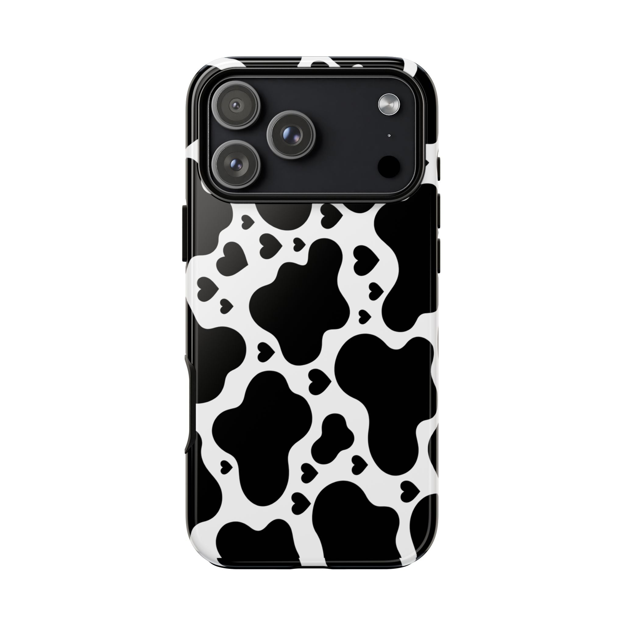 Cow Print Tough Phone Case – Black & White Protective iPhone Cover