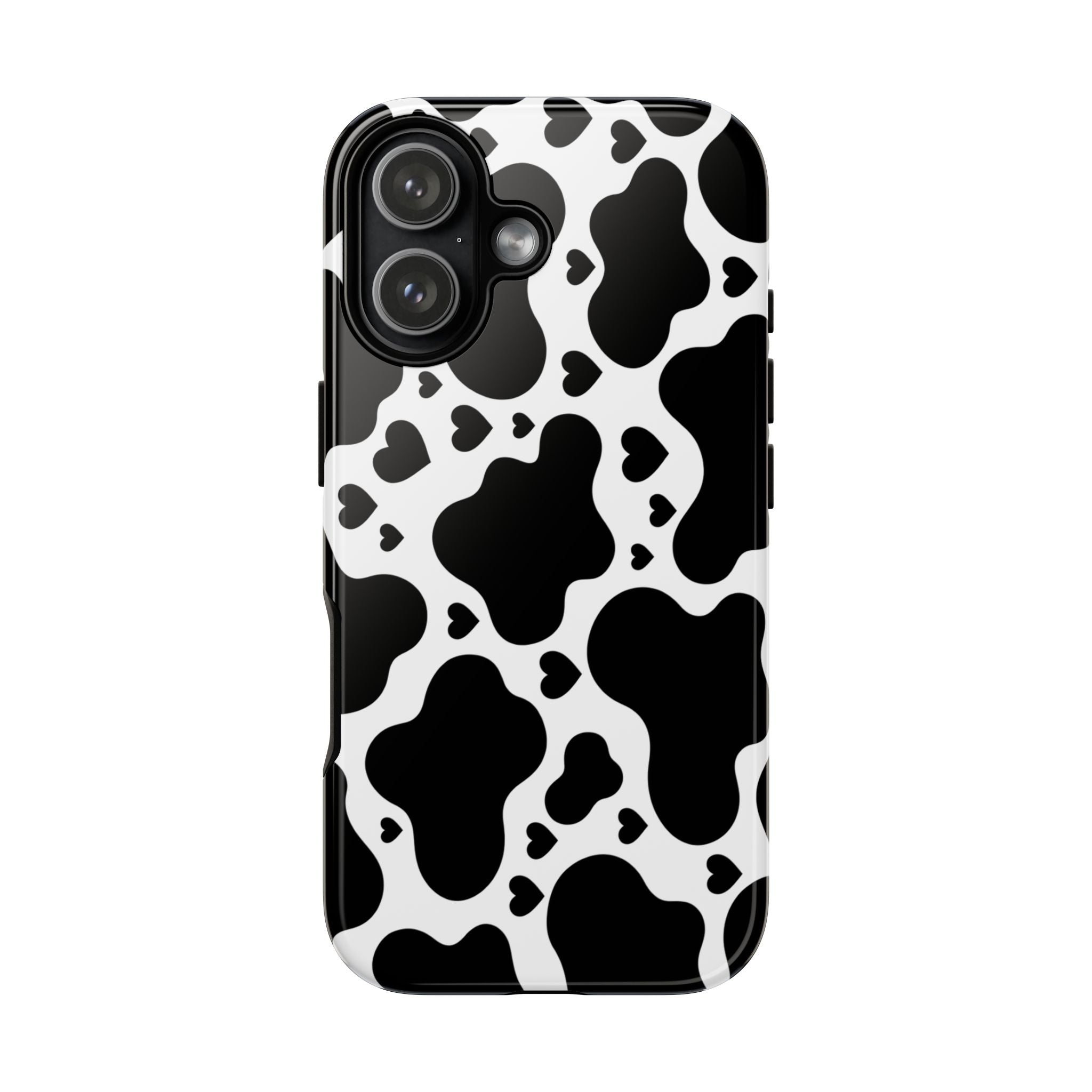Cow Print Tough Phone Case – Black & White Protective iPhone Cover