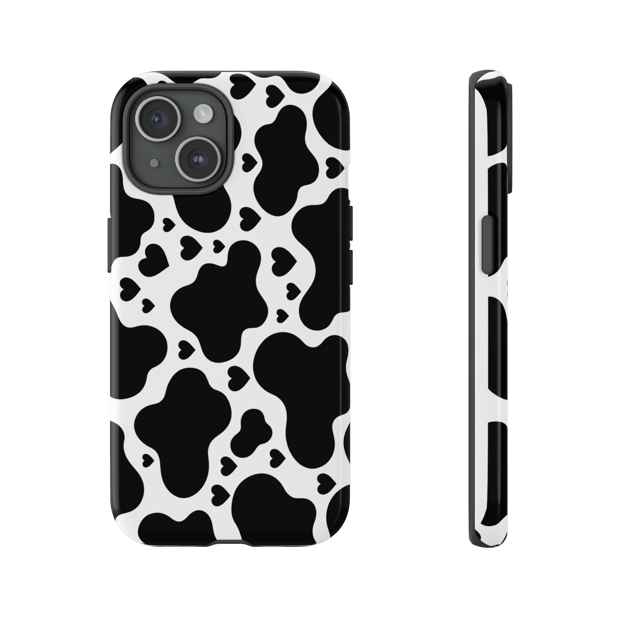 Cow Print Tough Phone Case – Black & White Protective iPhone Cover