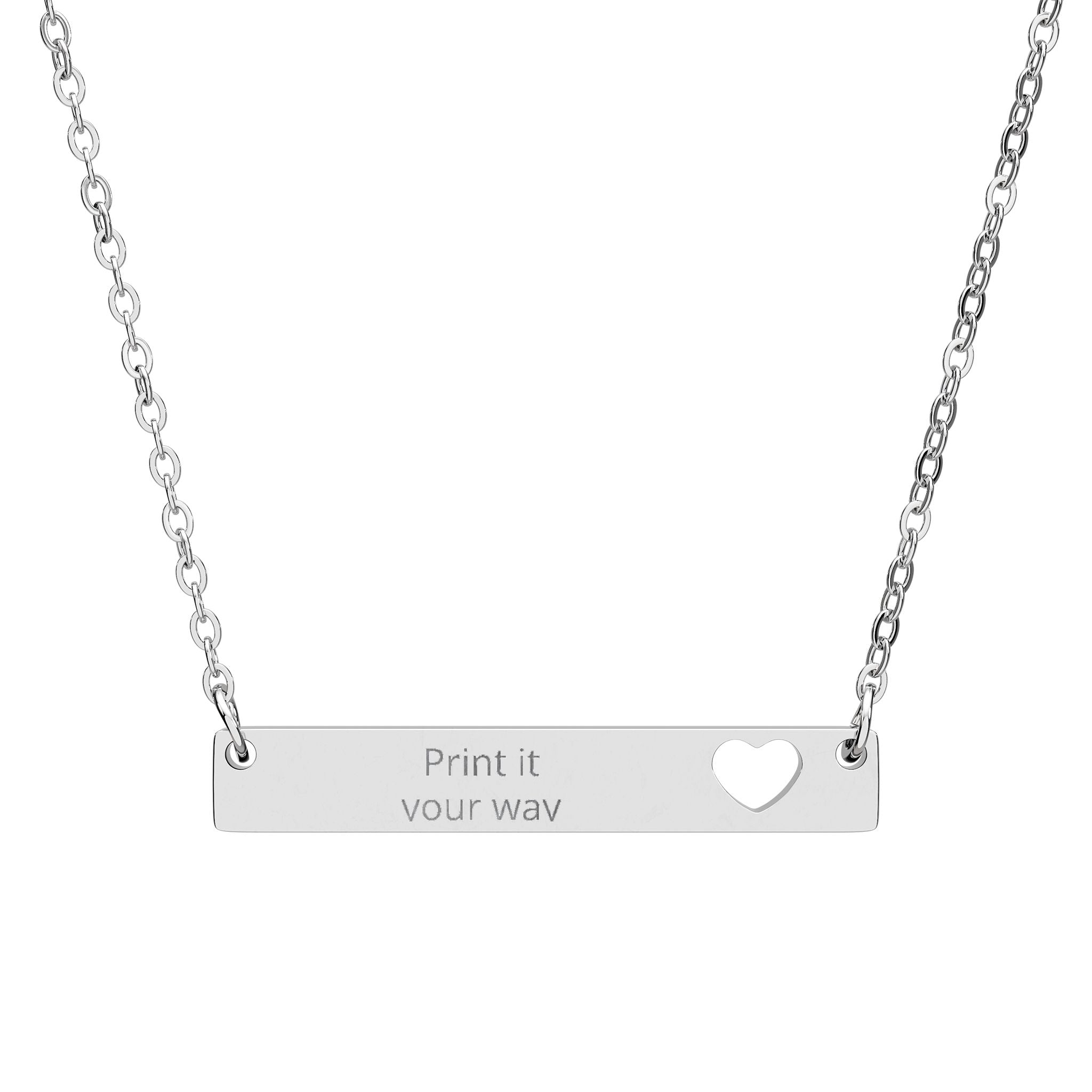 Cutout Heart Bar Necklace (Engraving)