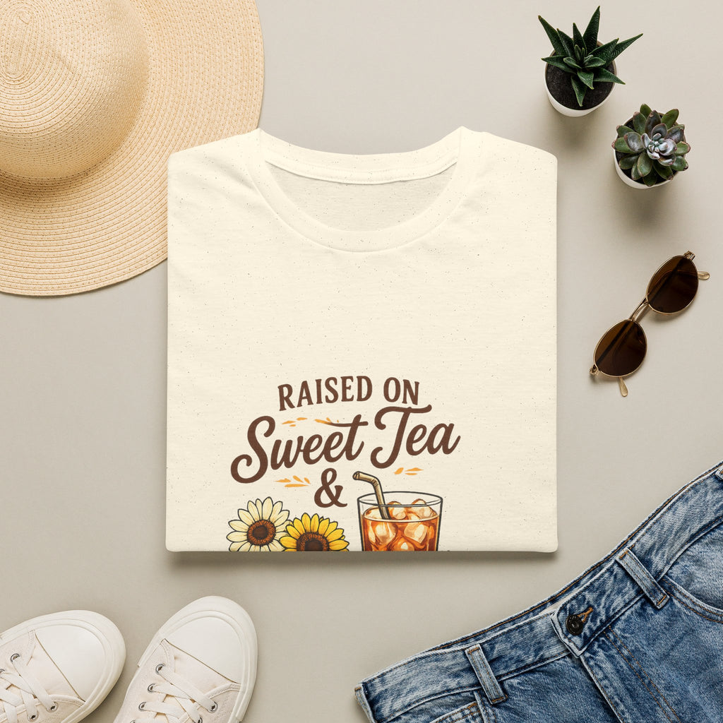 Raised on Sweet Tea & Sunshine T-Shirt — Sunflower Iced Tea Southern Summer Tee