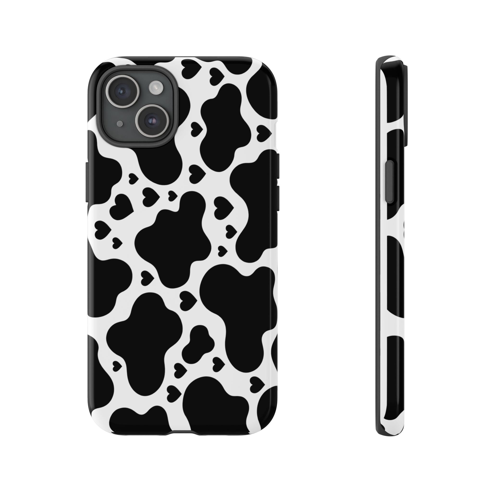 Cow Print Tough Phone Case – Black & White Protective iPhone Cover