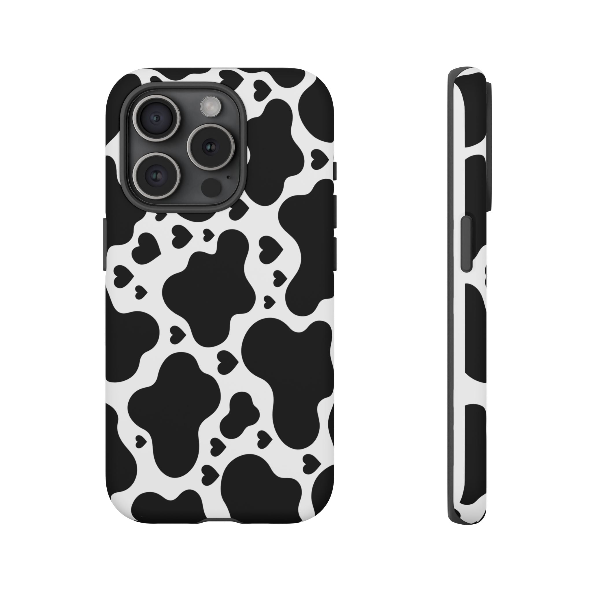 Cow Print Tough Phone Case – Black & White Protective iPhone Cover