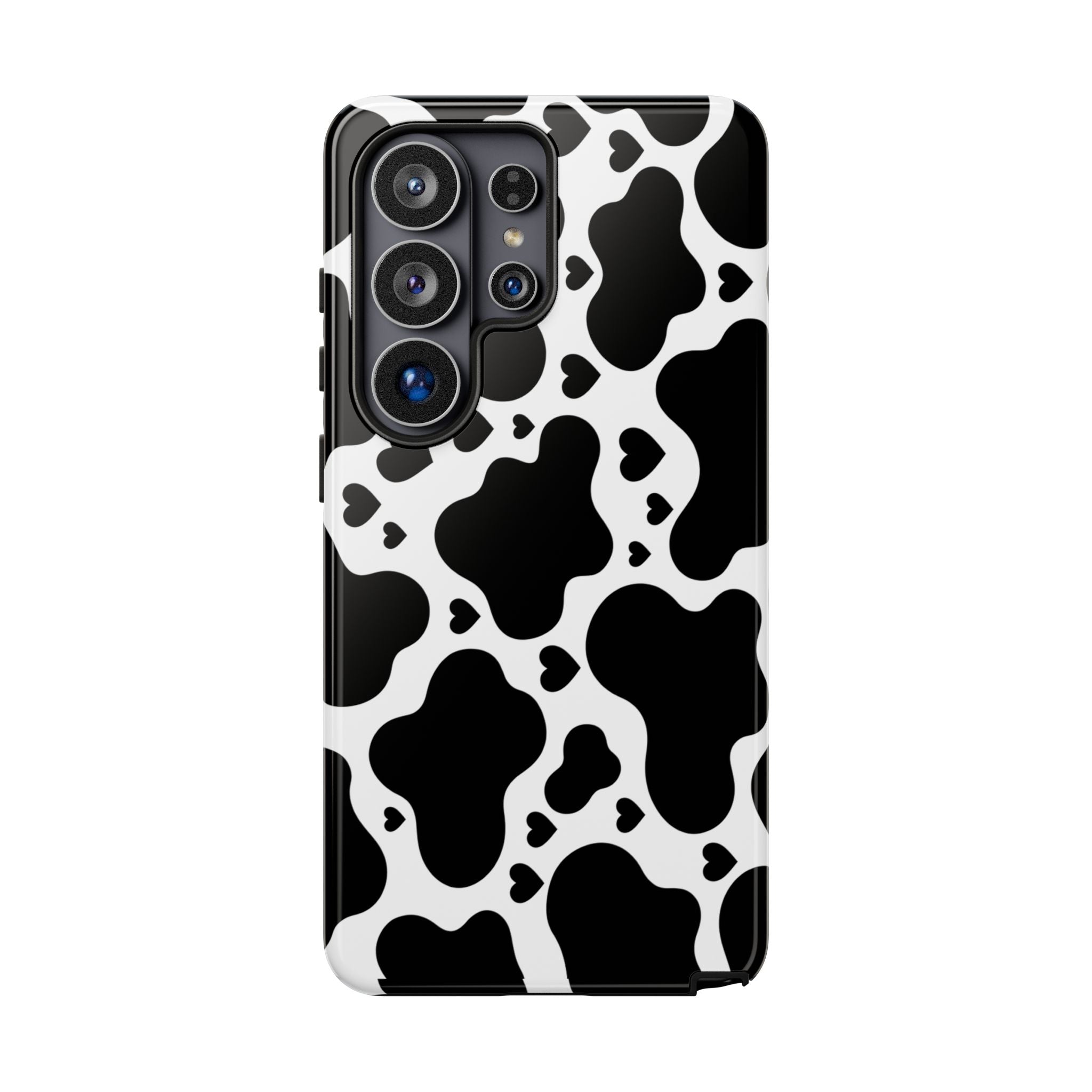 Cow Print Tough Phone Case – Black & White Protective iPhone Cover
