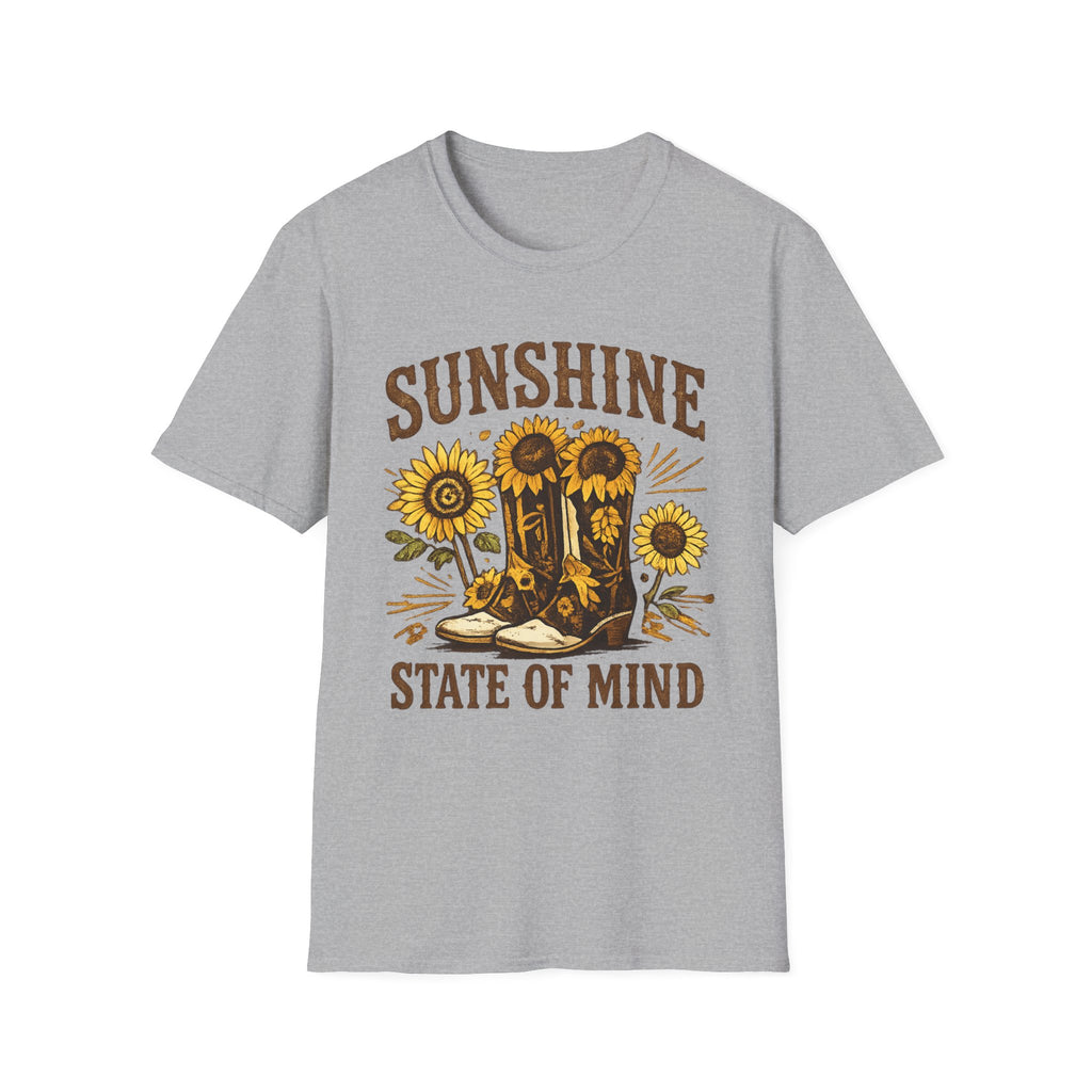 Sunshine State of Mind T-Shirt — Sunflower Cowboy Boots Graphic Tee