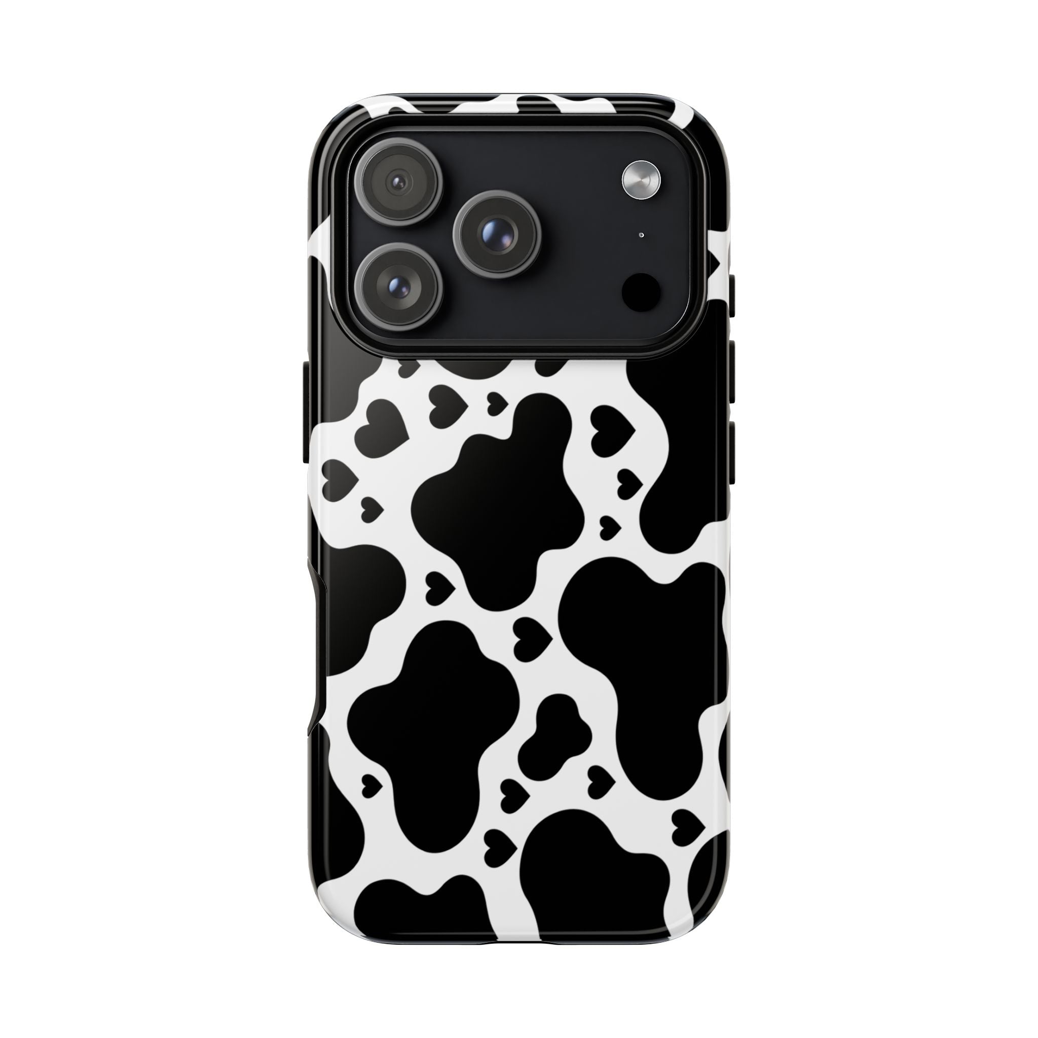 Cow Print Tough Phone Case – Black & White Protective iPhone Cover