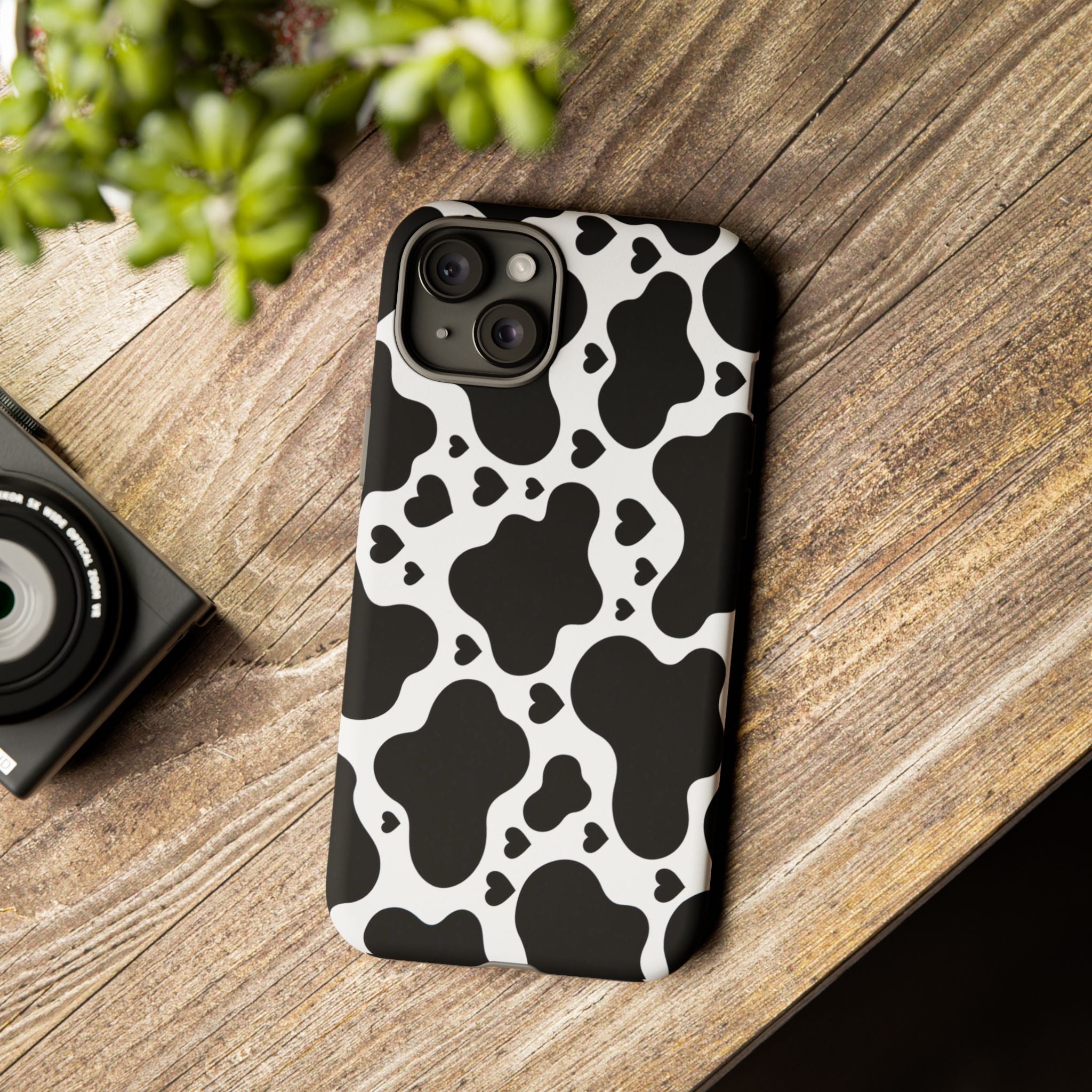 Cow Print Tough Phone Case – Black & White Protective iPhone Cover