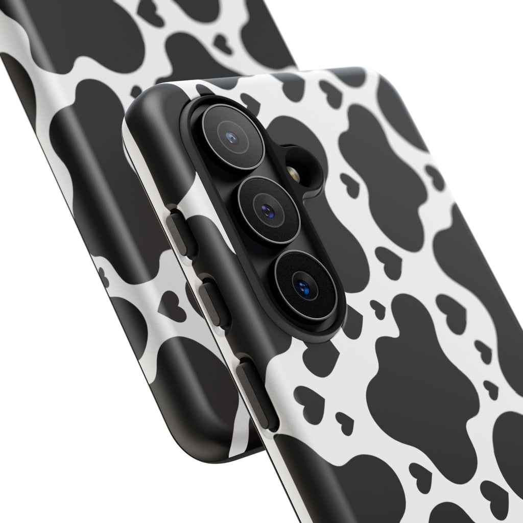 Cow Print Tough Phone Case – Black & White Protective iPhone Cover