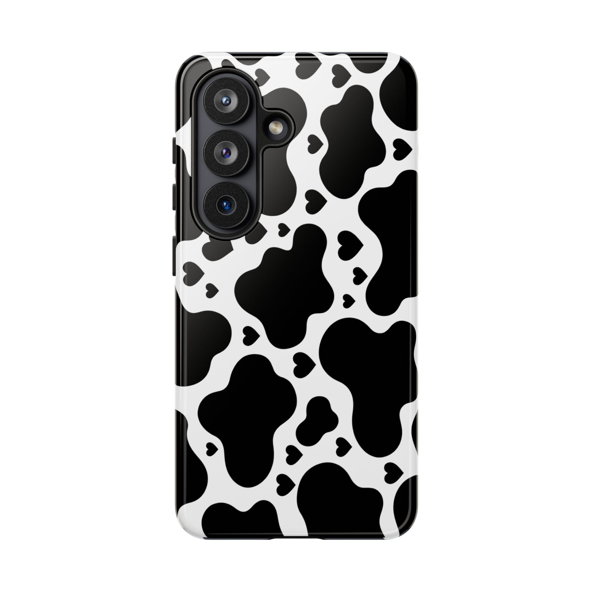 Cow Print Tough Phone Case – Black & White Protective iPhone Cover