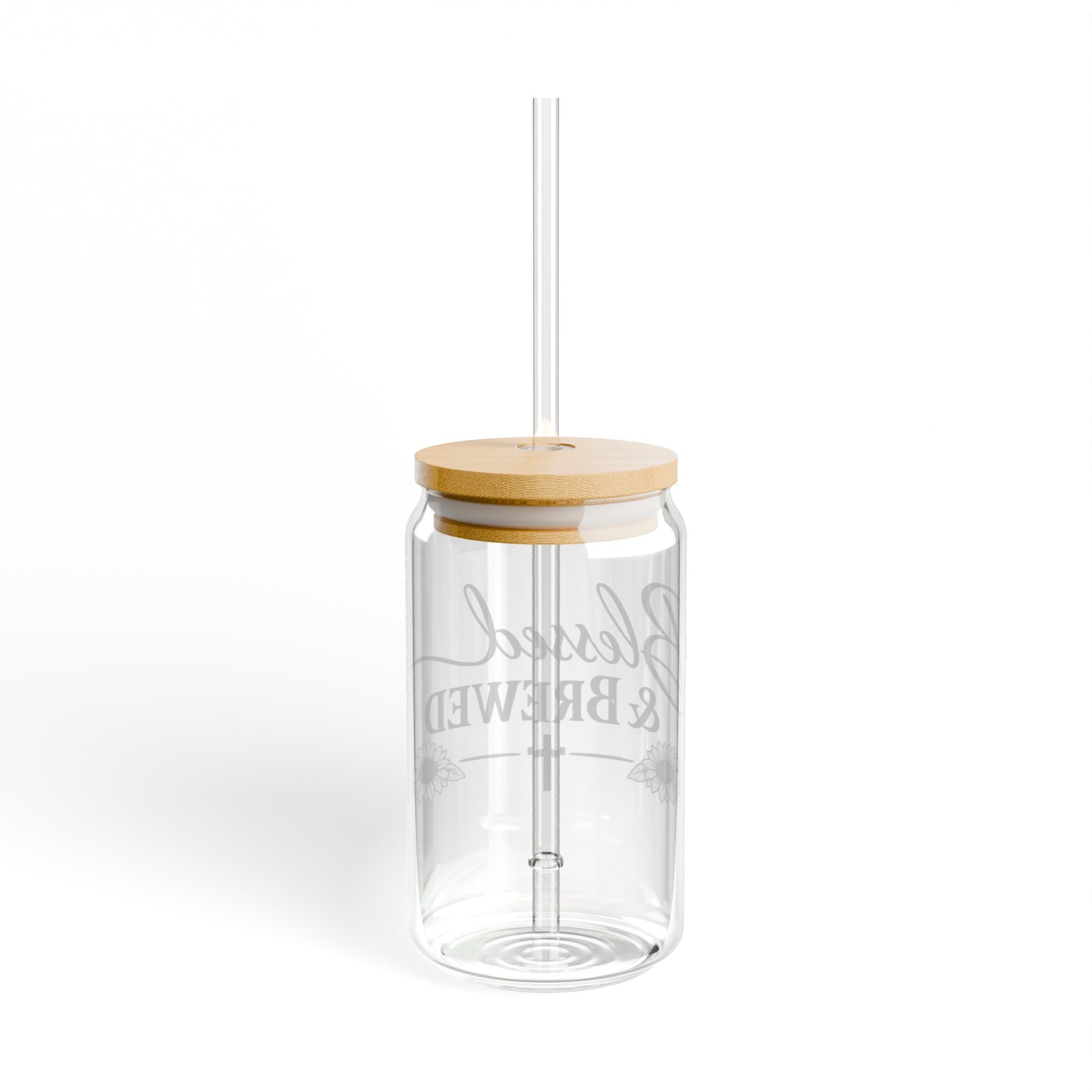 Blessed & Brewed 16oz Sipper Glass – Inspirational Coffee Tumbler with Straw