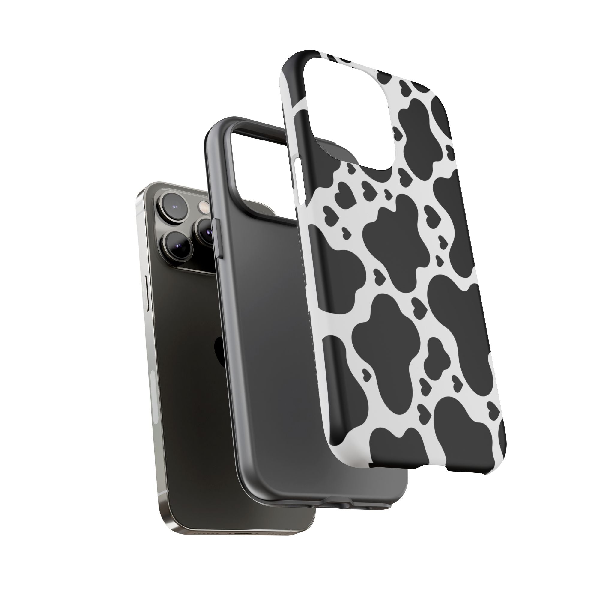 Cow Print Tough Phone Case – Black & White Protective iPhone Cover
