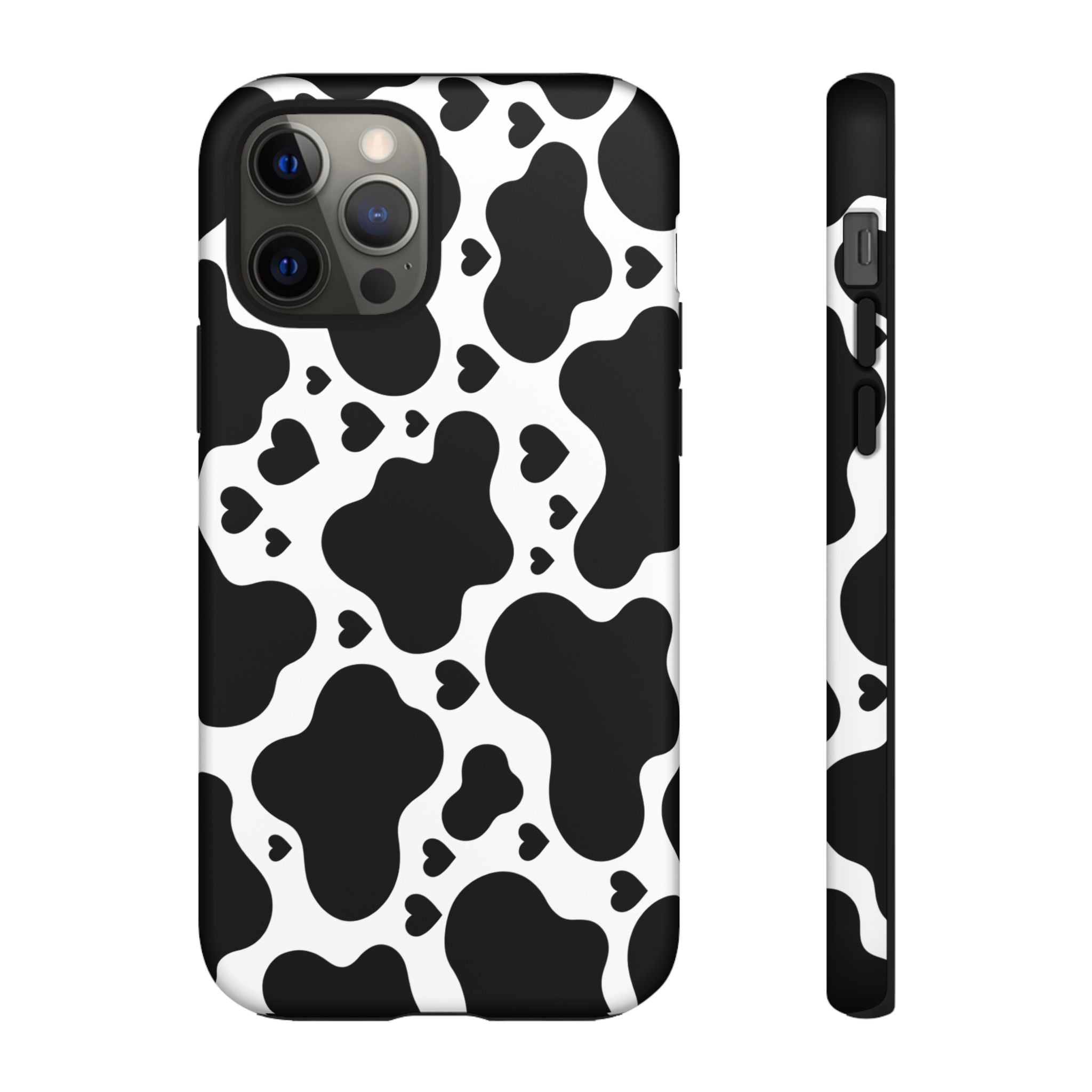Cow Print Tough Phone Case – Black & White Protective iPhone Cover