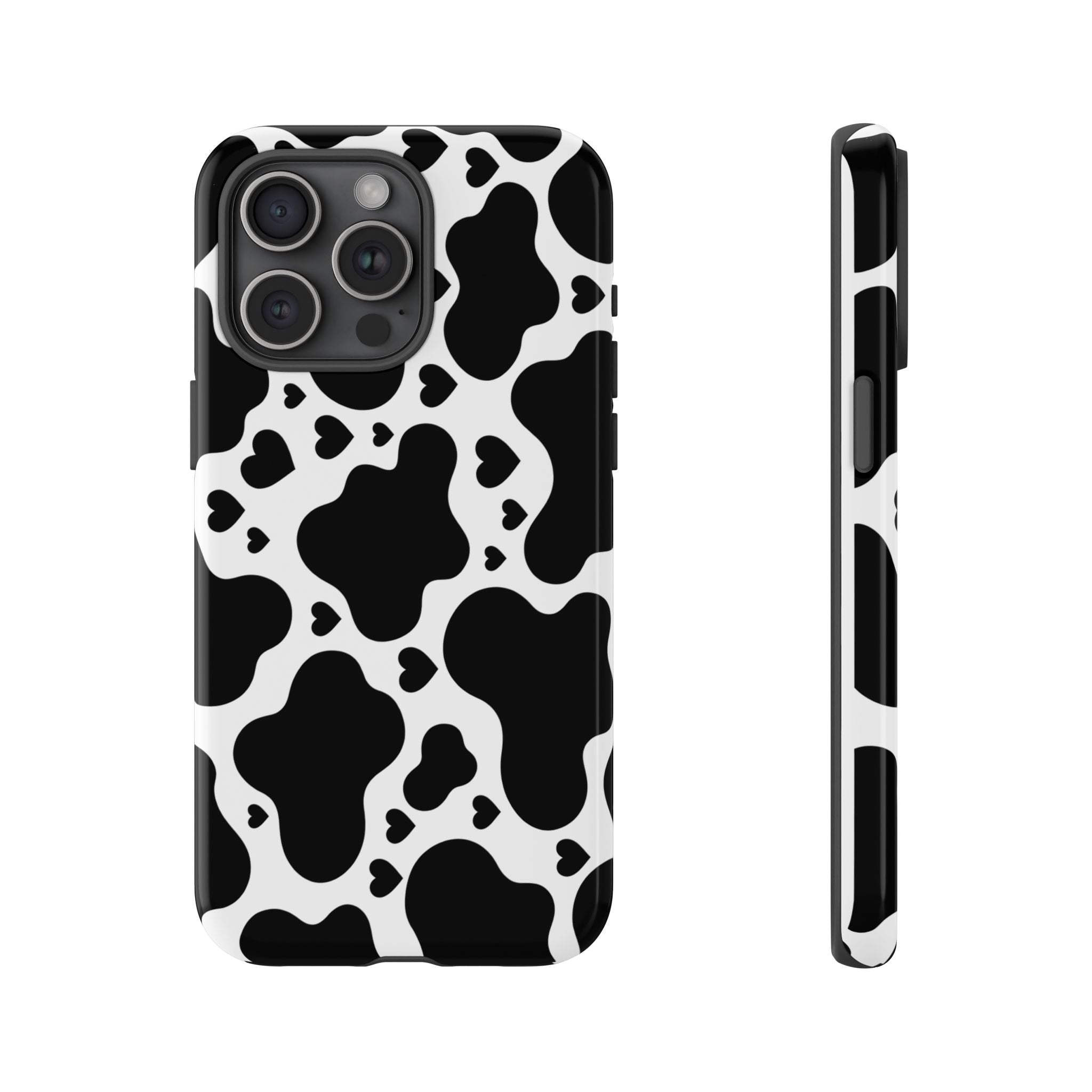 Cow Print Tough Phone Case – Black & White Protective iPhone Cover