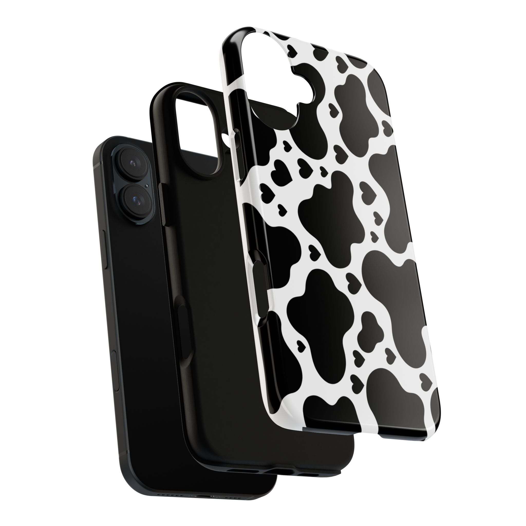 Cow Print Tough Phone Case – Black & White Protective iPhone Cover