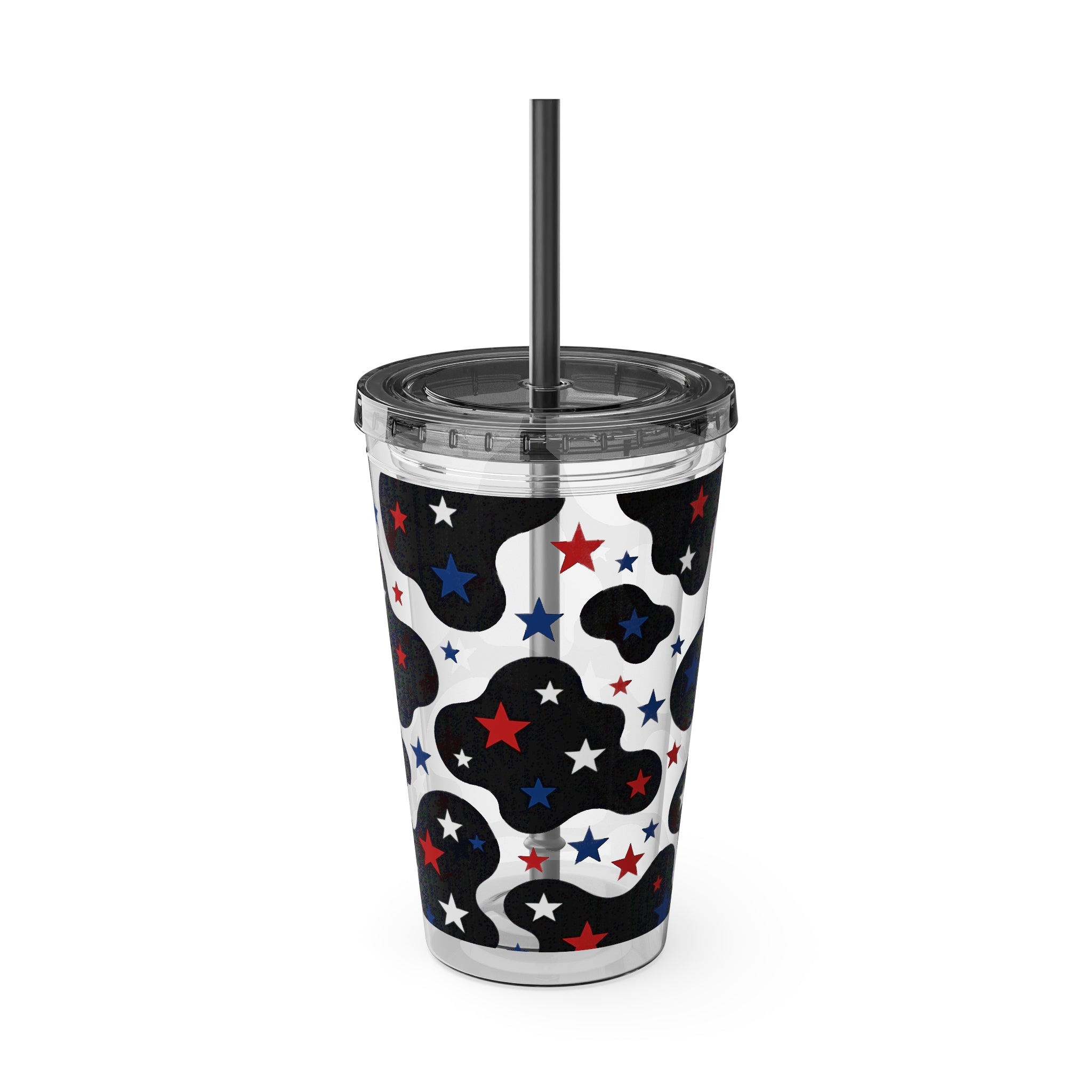 16oz Patriotic Star Cowhide Tumbler with Straw